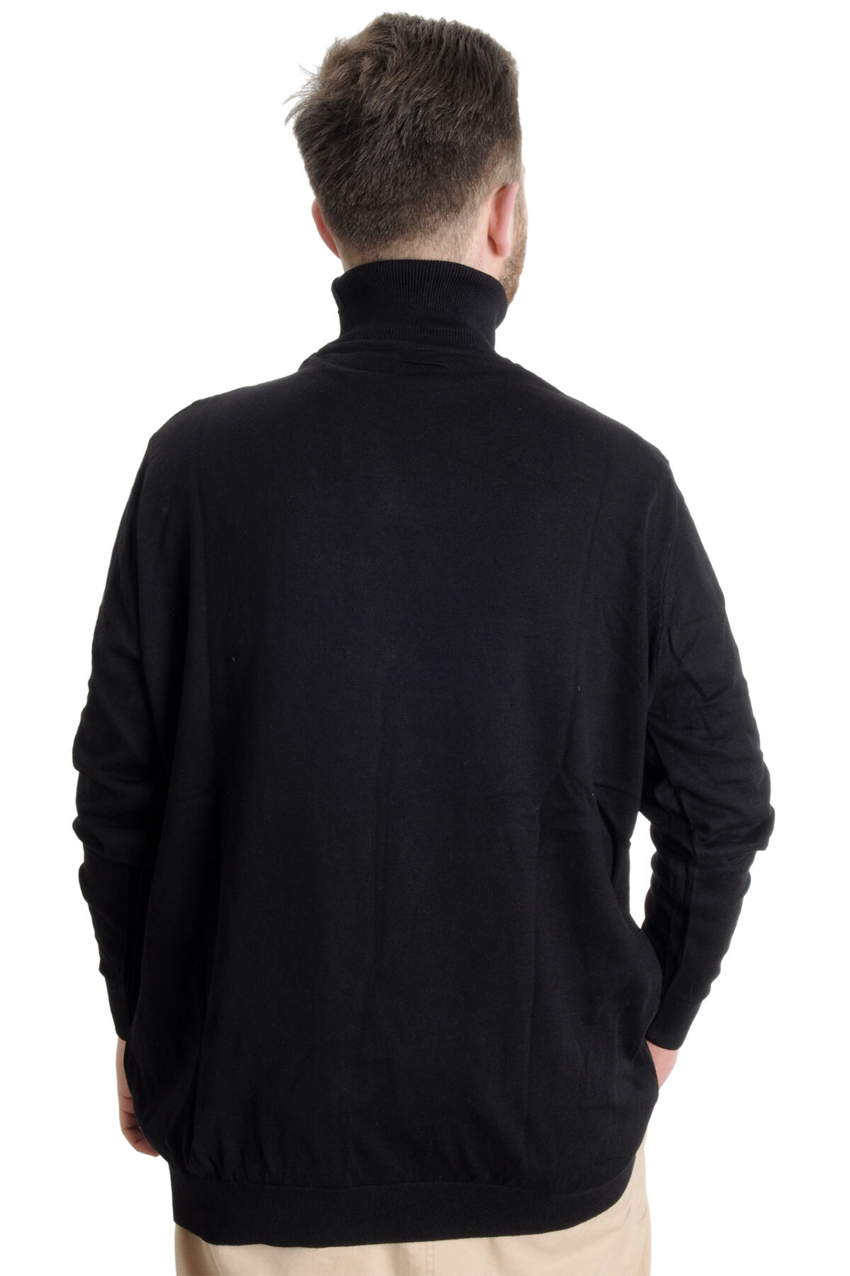 ModeXL Mode XL Büyük Beden Erkek Kazak Balıkçı Yaka 22205 Siyah görsel 4