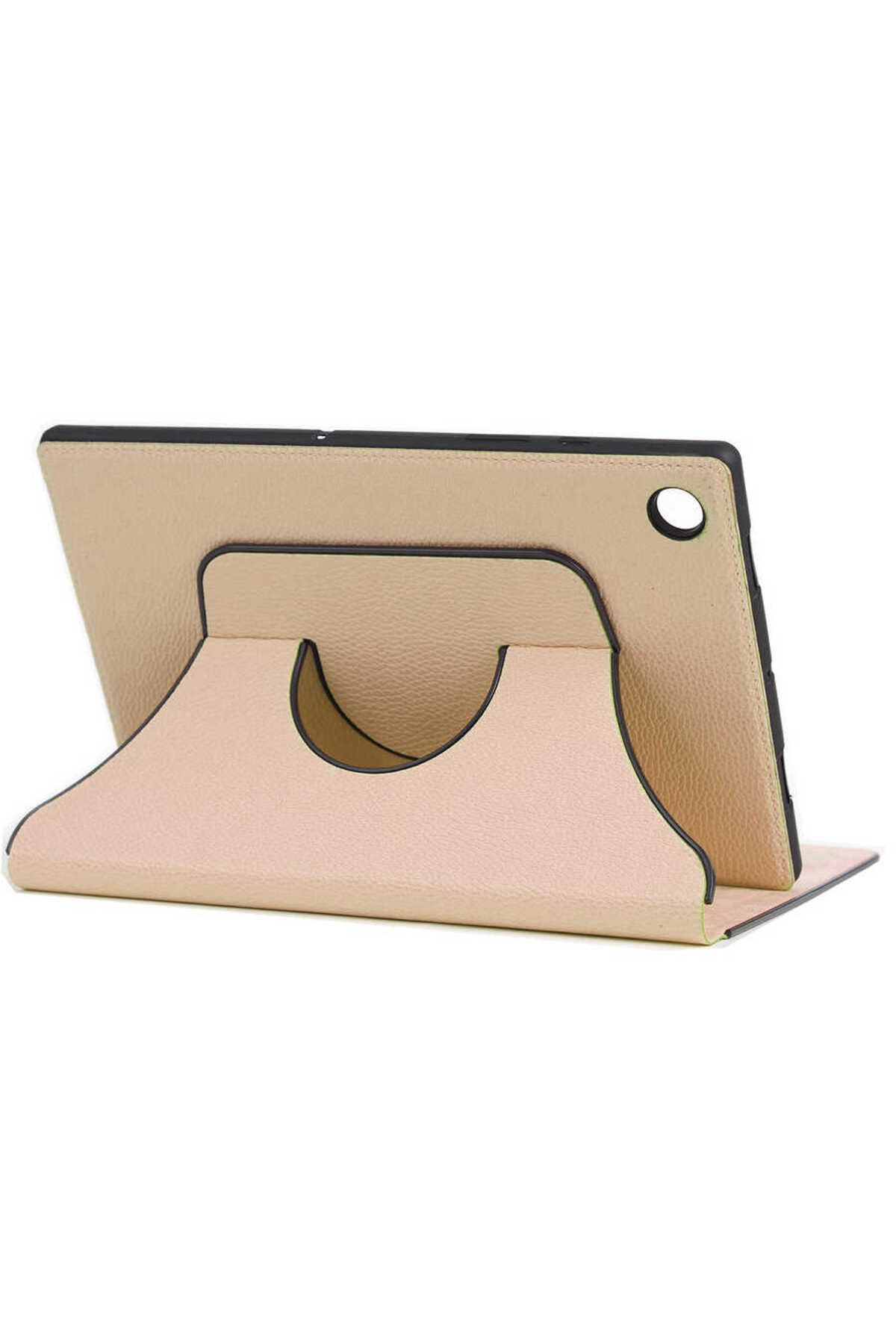 Uzaklarda Arama Lenovo Tab M8 Uyumlu UZRM Fest Dönebilen Standlı Kılıf-Gold