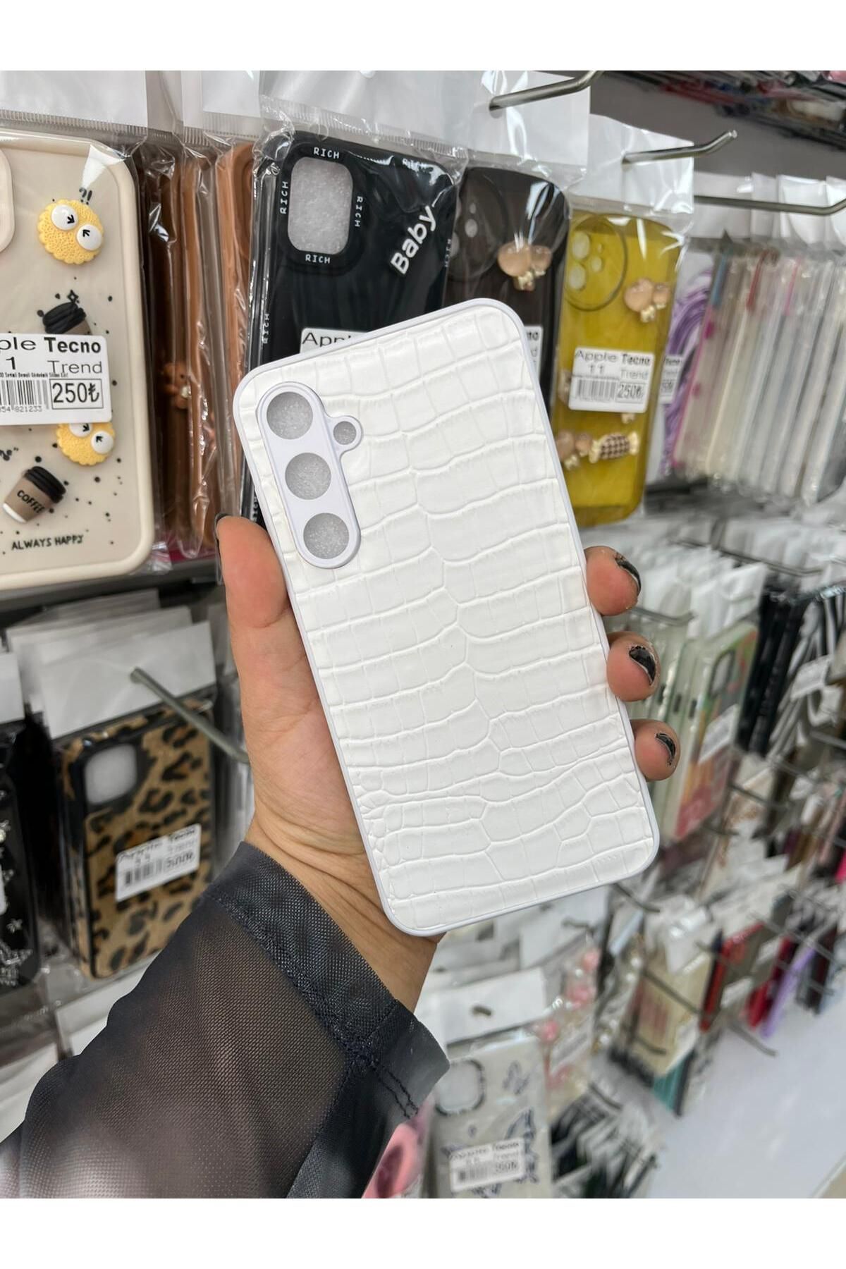 TECNOTREND GALAXY S25 Dokulu Yüzey Çekmeye Dayanıklı Cep Telefon Kılıfı Pu Deri Kaplamalı Yumuşak