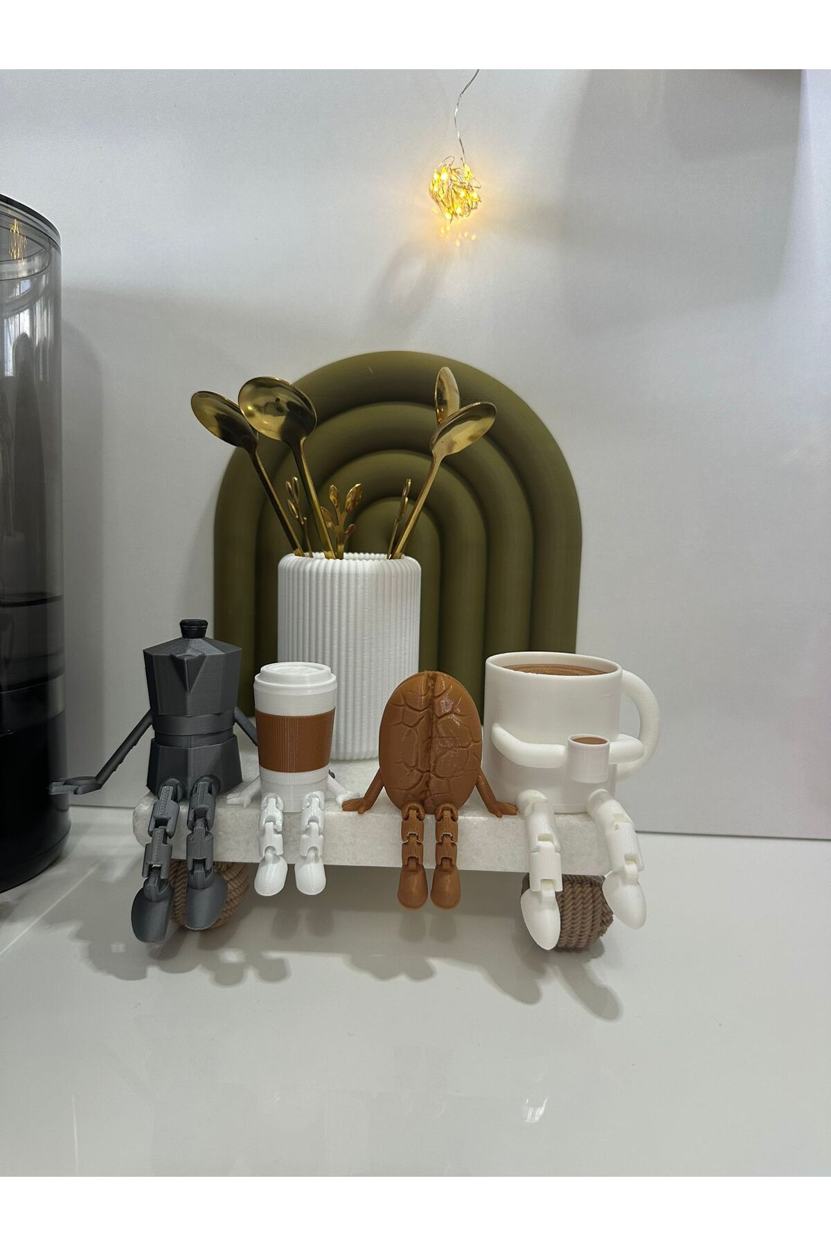 tekmation Kahve Köşesi Biblo Seti, 4 Parça, Kahve Çekirdeği, Kahve Kupası, Moka Pot, Bardak Dekoratif Obje
