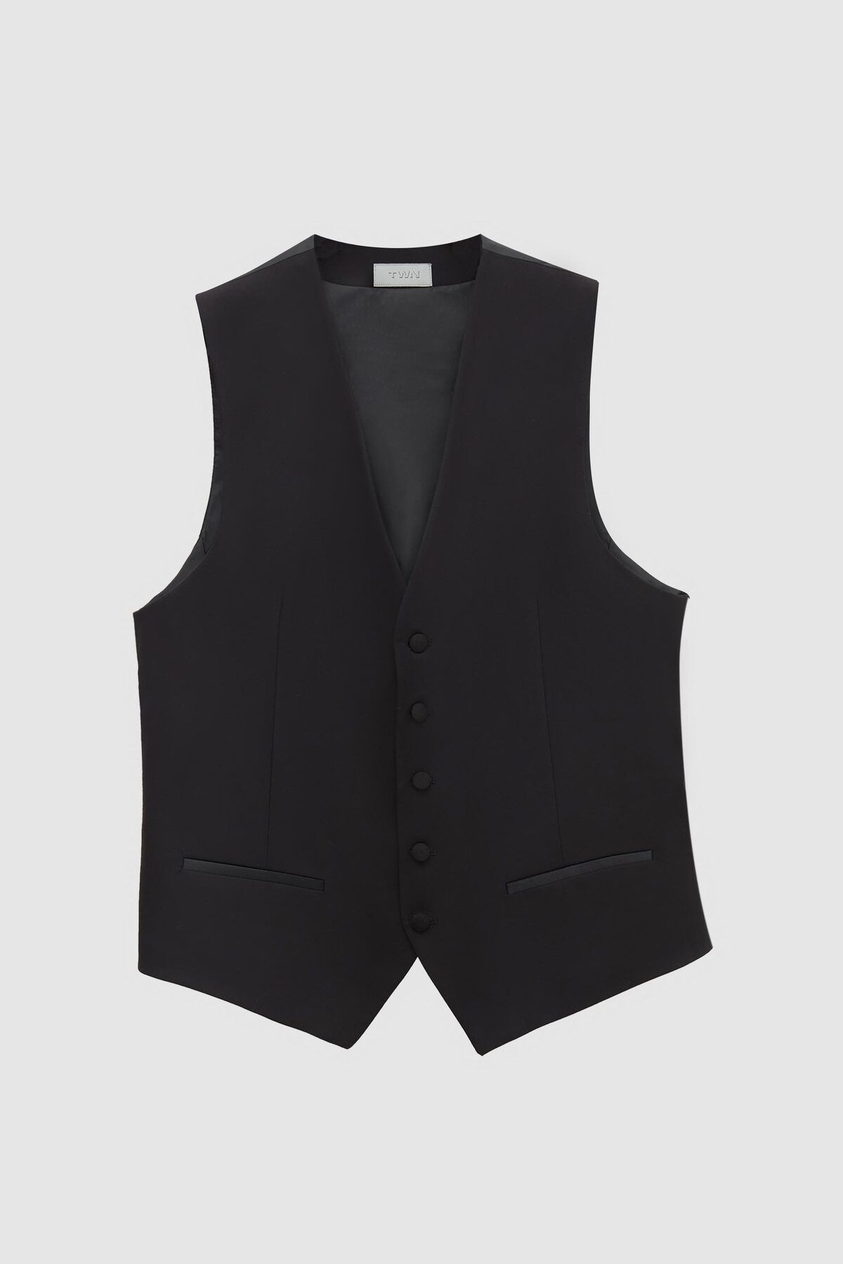 Twn-Slim Fit Black Plain Groom Suit & Tuxedo Suit with Vest 6