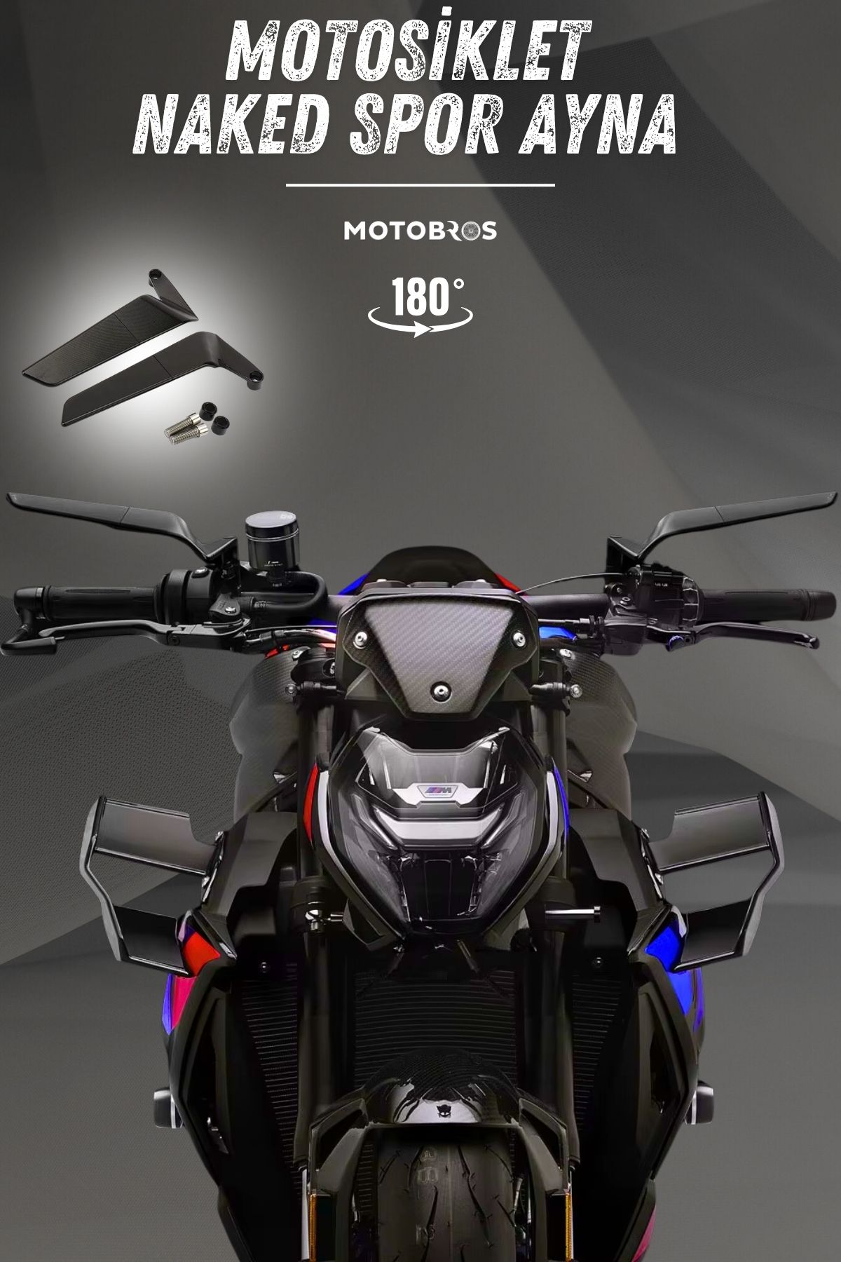Motobros MOTOSİKLET AYNA V.2 H2 NAKED SPOR AYNA NAKED AYNA MOTOR AYNASI GENİŞ GÖRÜŞ AÇILI