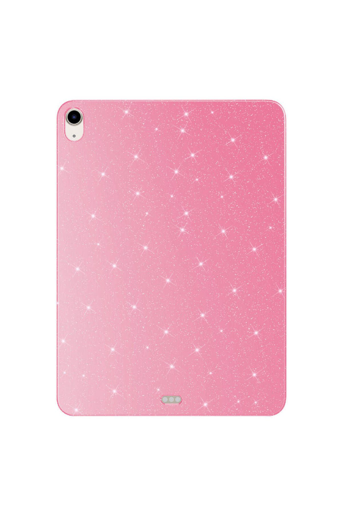 Uzaklarda Arama iPad Air 11 2025 M3 Simli Parlak Görünümlü UZRM Tablet Koton Kılıf - Pembe