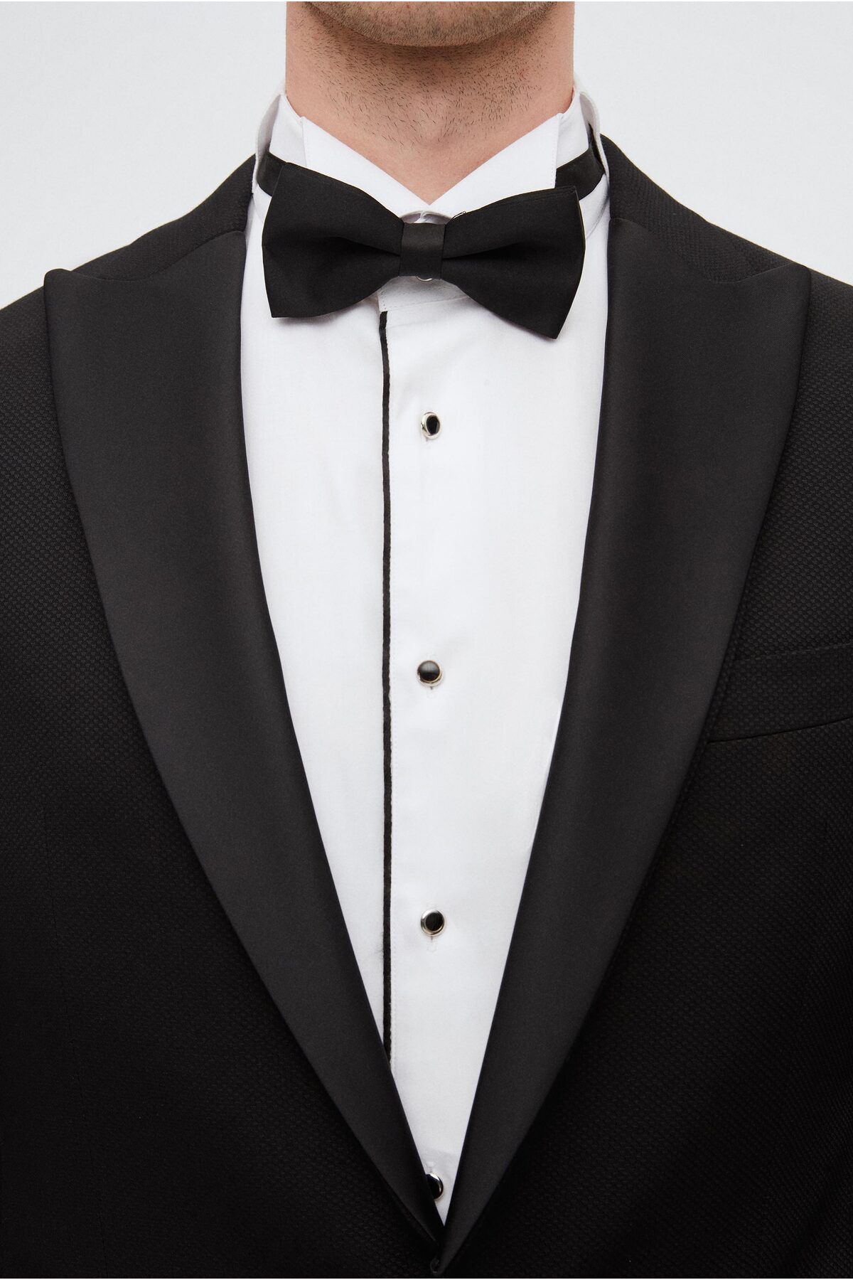 D'S Damat-Ds Damat Slim Fit Black Dobby Groom & Tuxedo Suit 3
