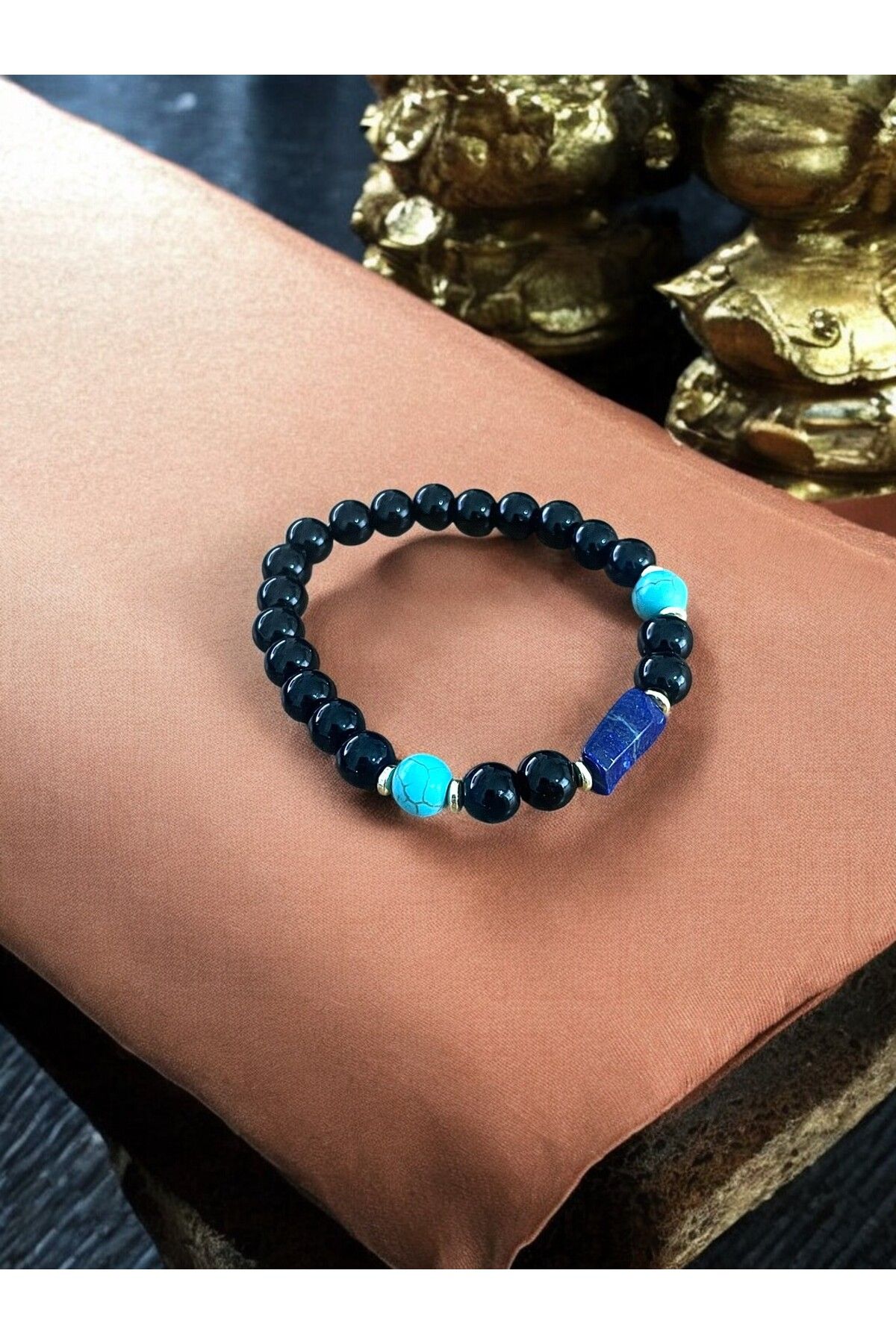Padore Accessory Ruhsal ve Sezgisel Aydınlık: Oniks, Turkuaz ve Lapis Lazuli Doğal Taşlı Bileklik