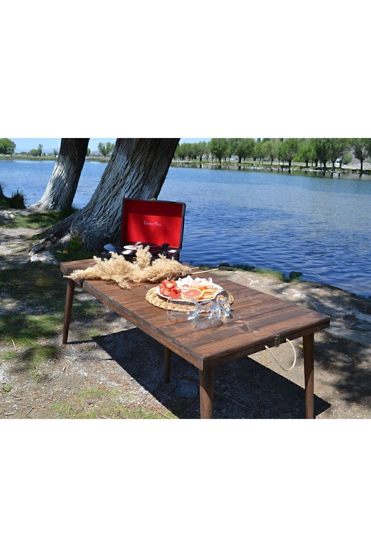 Tooall Ahşap Kamp Masası Katlanabilir Model Piknik Ve Bahçe Masası 60x120 Cm
