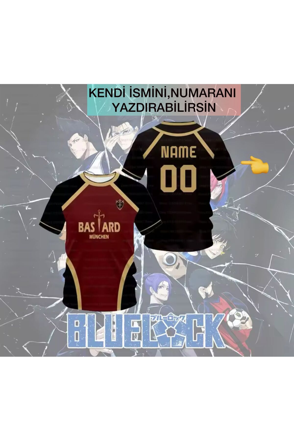 Minga London Anime Blue Lock Kişiye Özel İsim Yazdırılabilir Oversize Tshirt Forma -Minga London