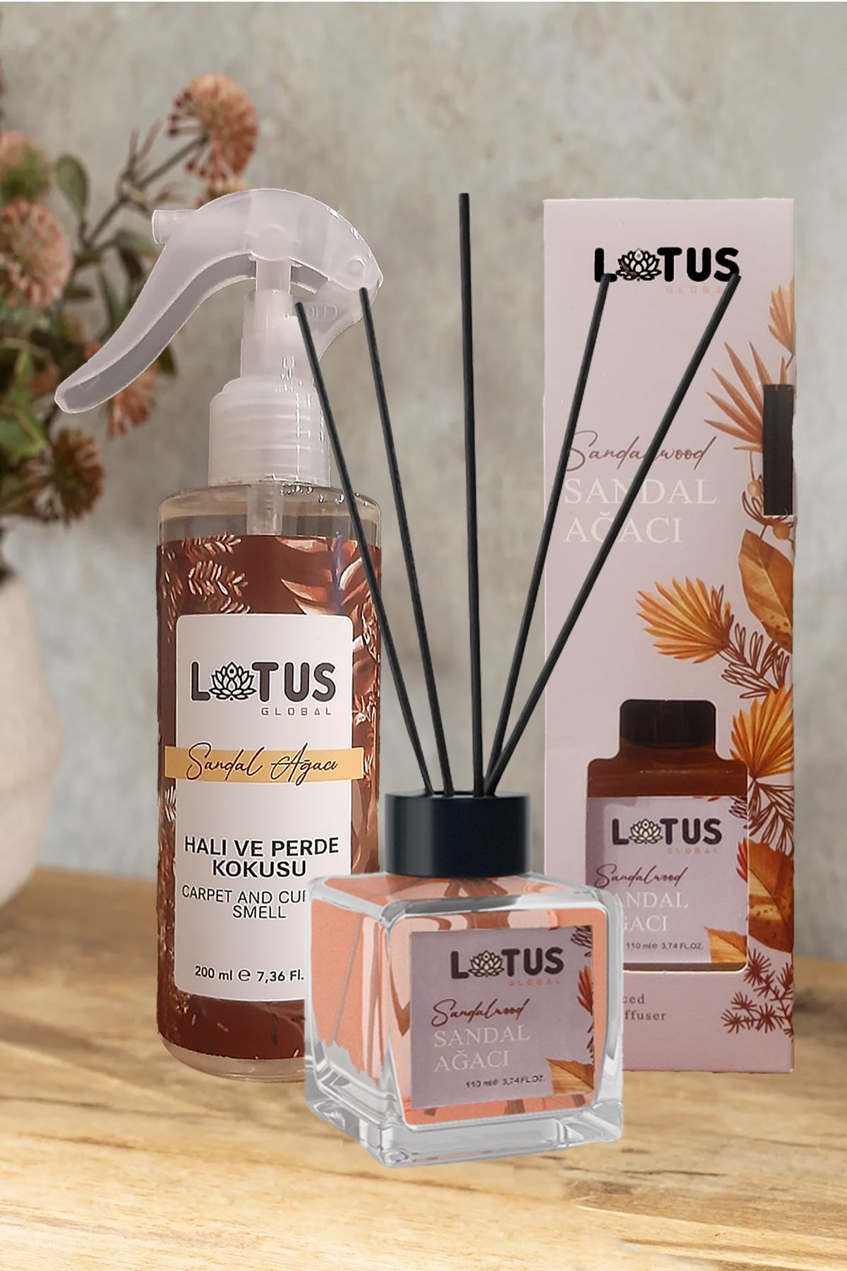 LTS HOME SANDAL AĞACI AROMALI Halı Perde Ve Koltuk Kokusu SPREY-BAMBU 2'Lİ SET