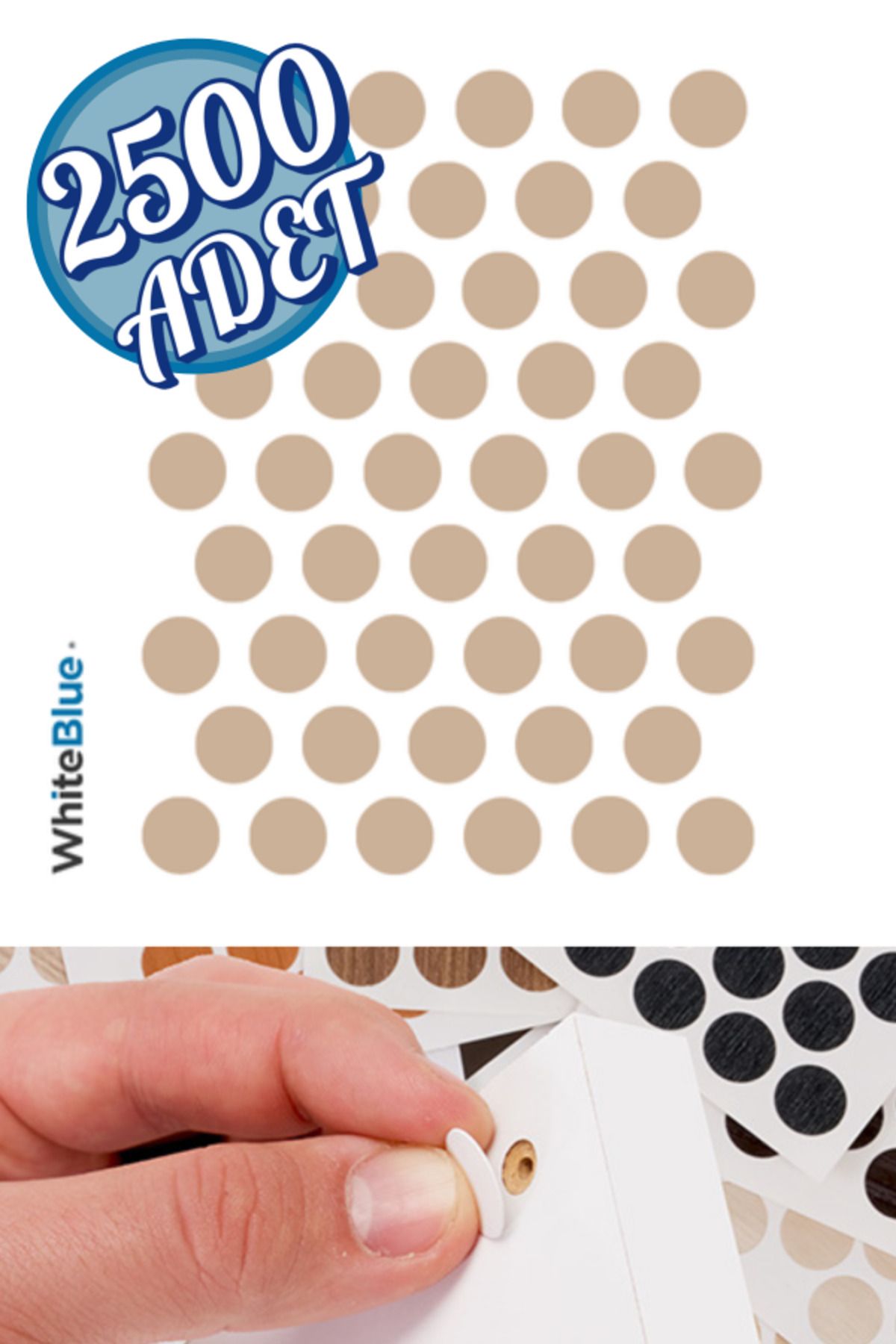 WhiteBlue Cappucino Bute Vida Tapası Yapışkanlı 14mm