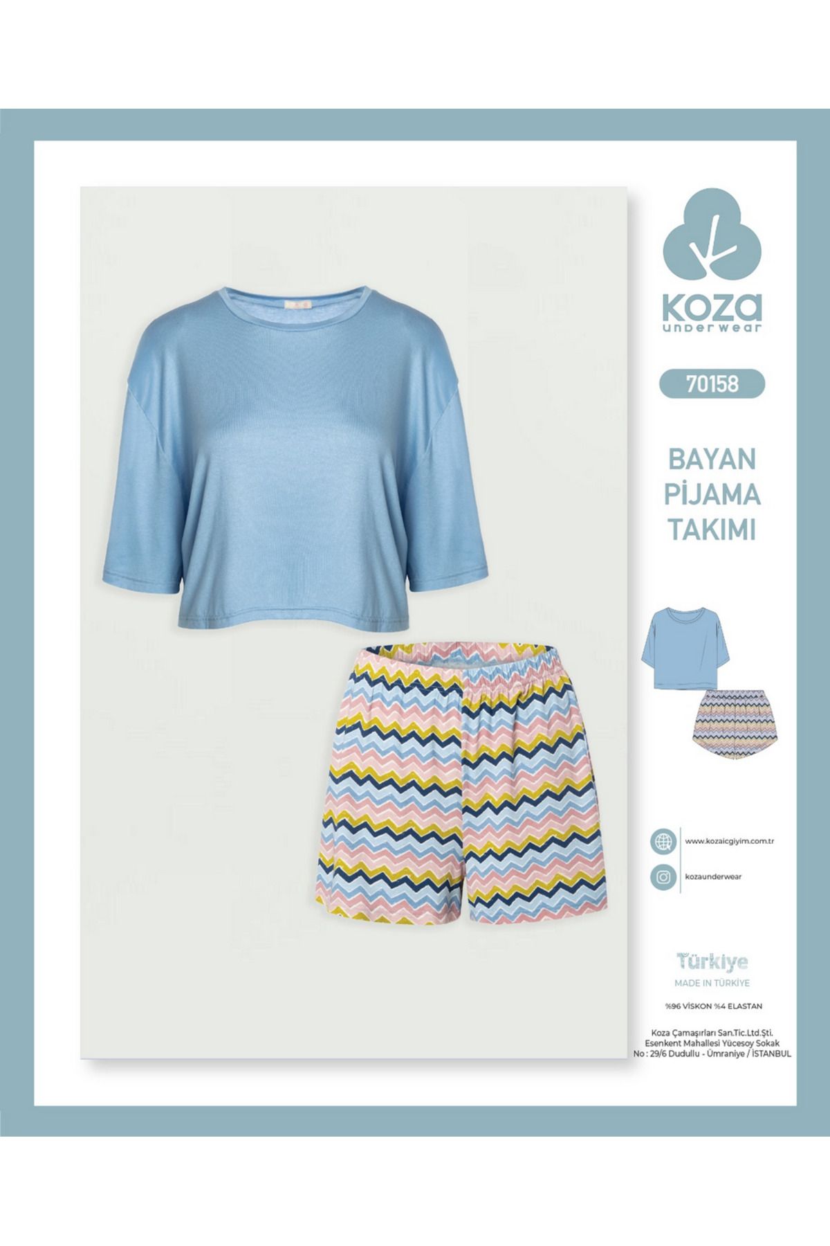 Koza Kadın Pamuklu Penye Kumaş İp Askılı Ve Yarım Kollu Pijama Takımları