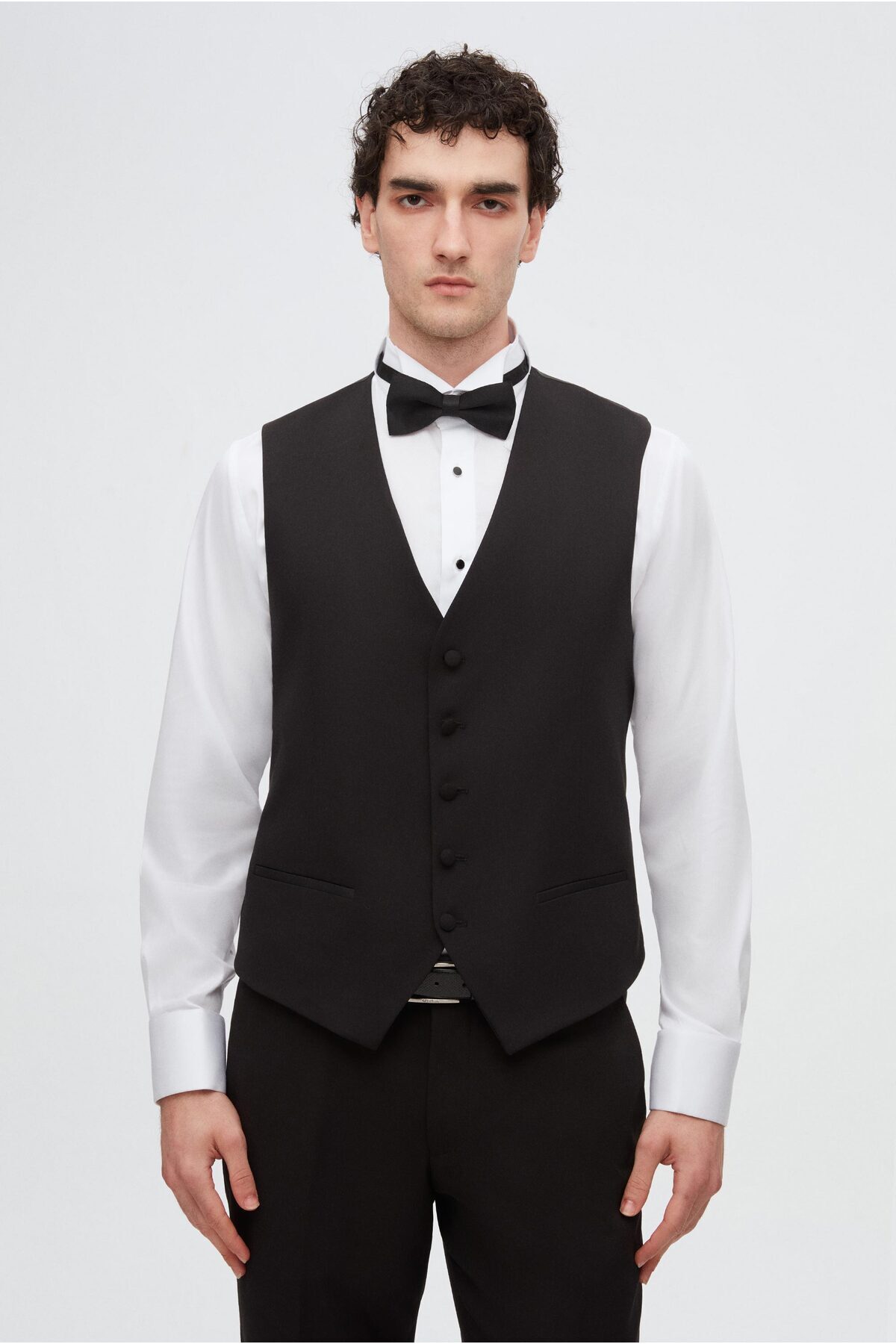 Twn-Slim Fit Black Plain Groom Suit & Tuxedo Suit with Vest 3