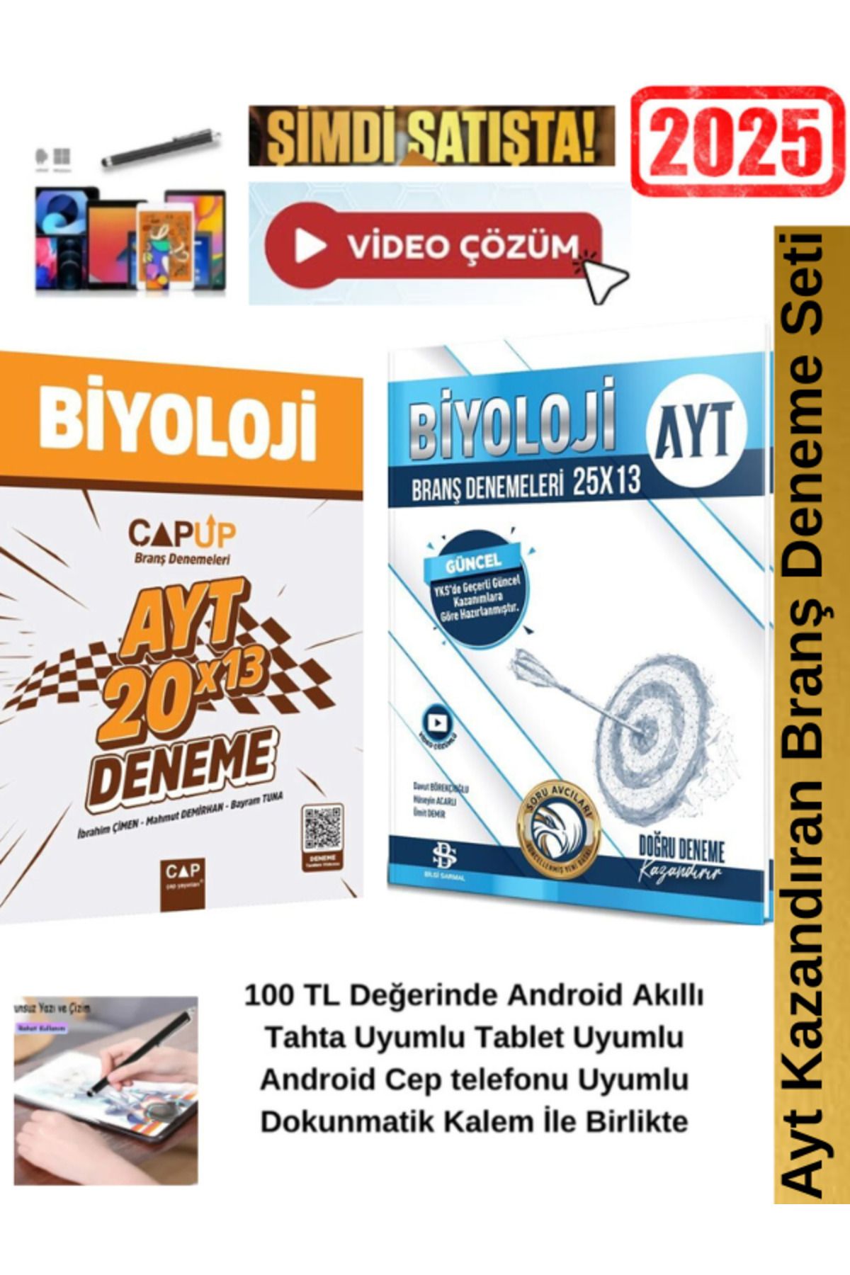 Ens Yayıncılık Çap Ayt 20x13 Biyoloji Branş Deneme+Bilgi Sarmal Ayt Biyoloji 25x13 Branş Deneme Seti+ Kalem