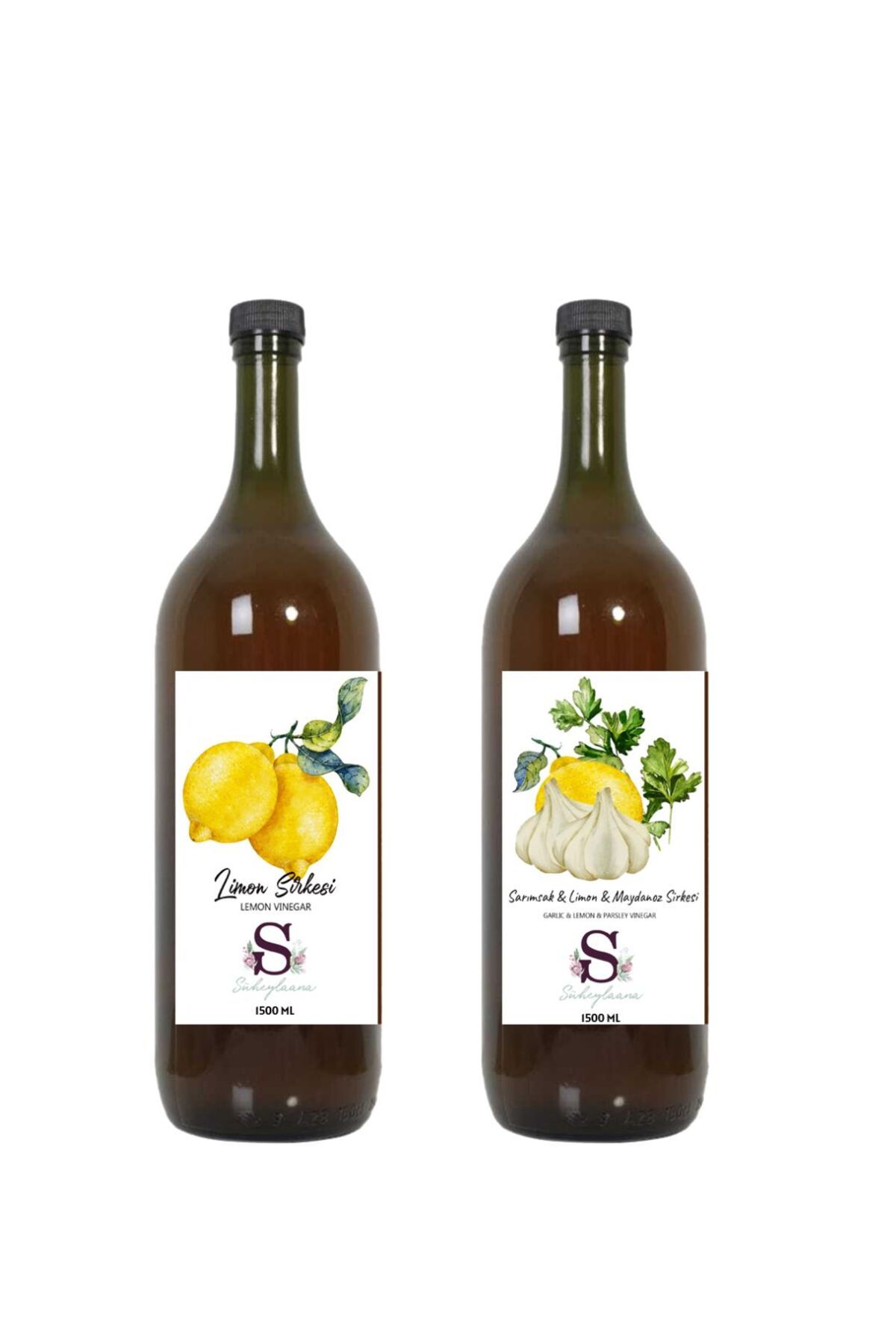 Süheylaana Doğal Limon Sirkesi 1500 Ml - Doğal Sarımsak & Limon & Maydanoz Sirkesi 1500 Ml