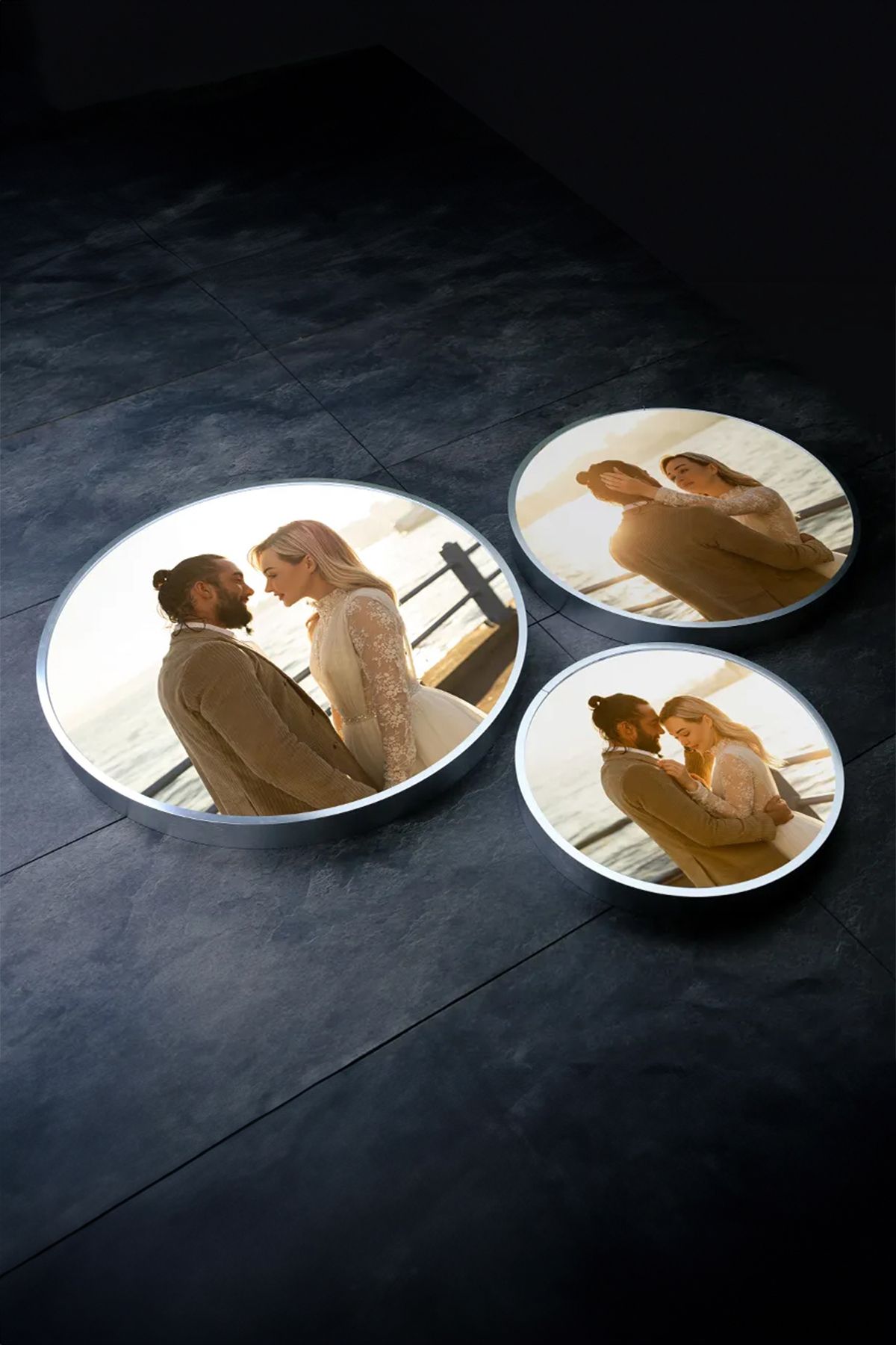 es çerçeve 50x40x30 Metal Oval Çerçeve (Kişiye Özel Fotoğraflı)