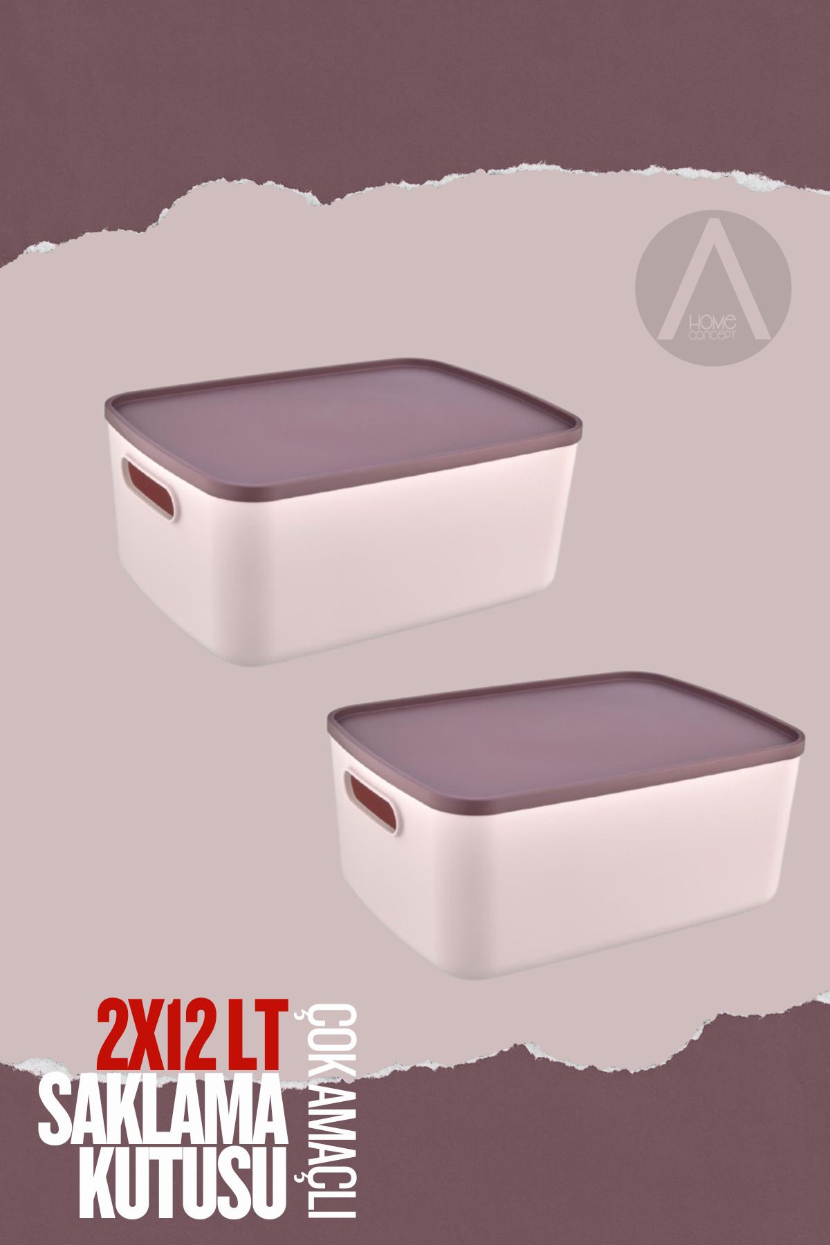 Ayshe Home Concept 2 Adet - 12 LT Çok Amaçlı Saklama Kutusu
