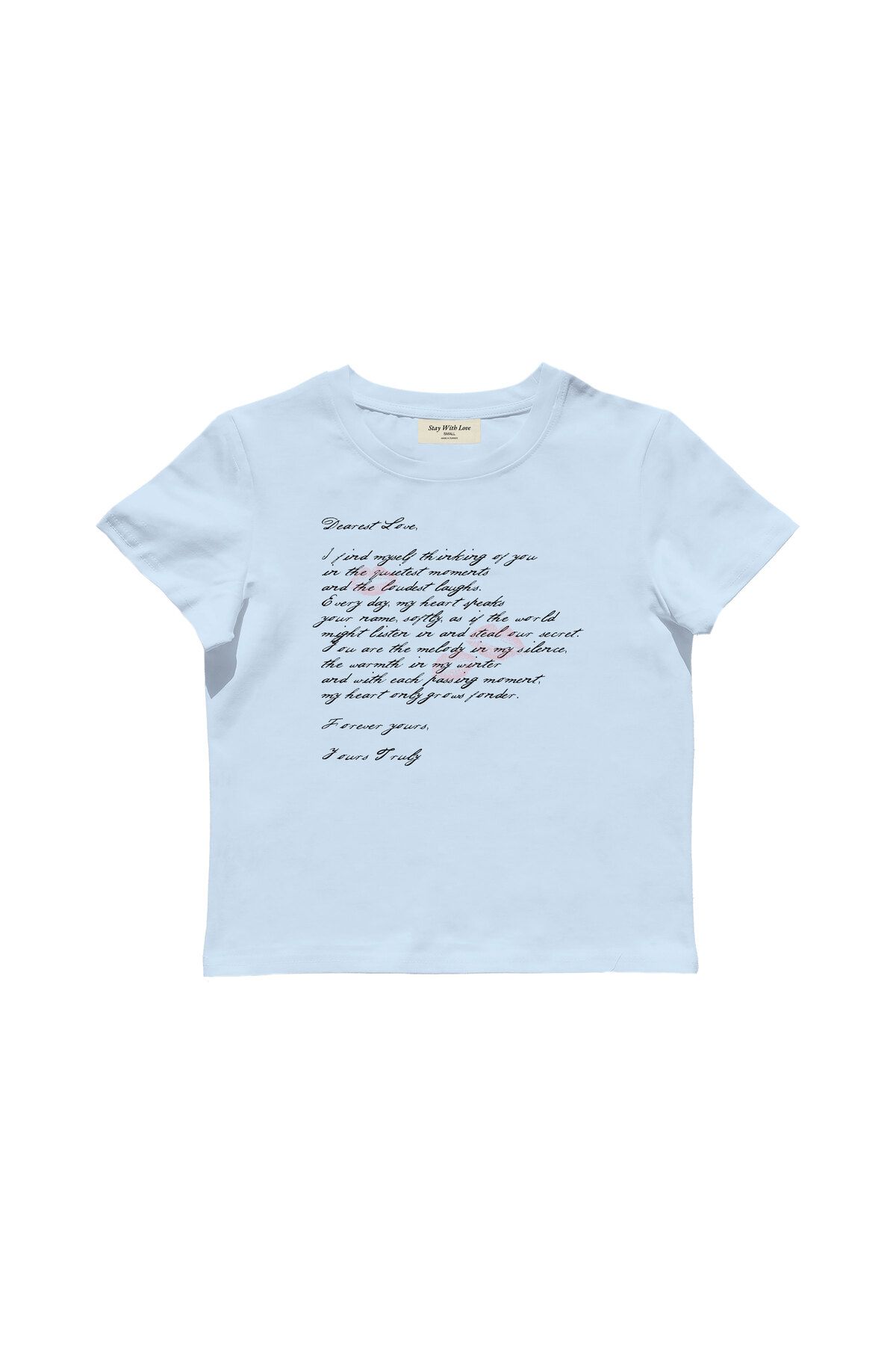lethestudios Cher Amour Baskılı Baby Tee Crop Top