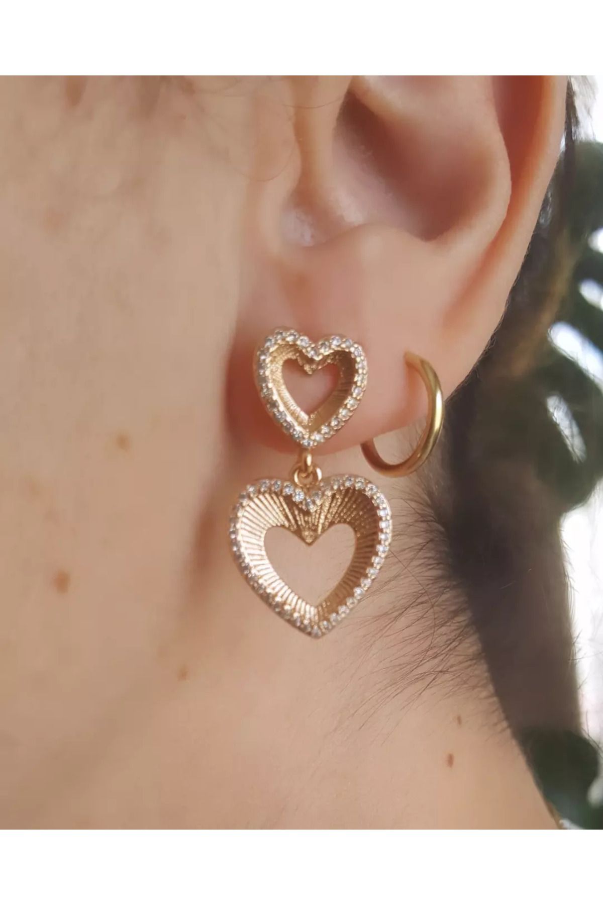 Ma Passion Kalp Motif Zirkon Taşlı Xuping Küpe