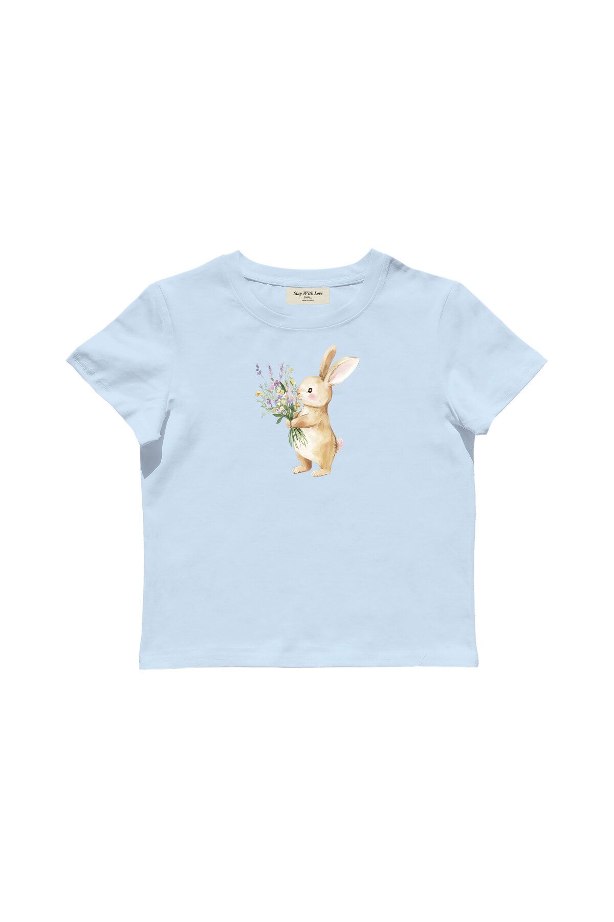 lethestudios Bunny Baskılı Baby Tee Crop Top