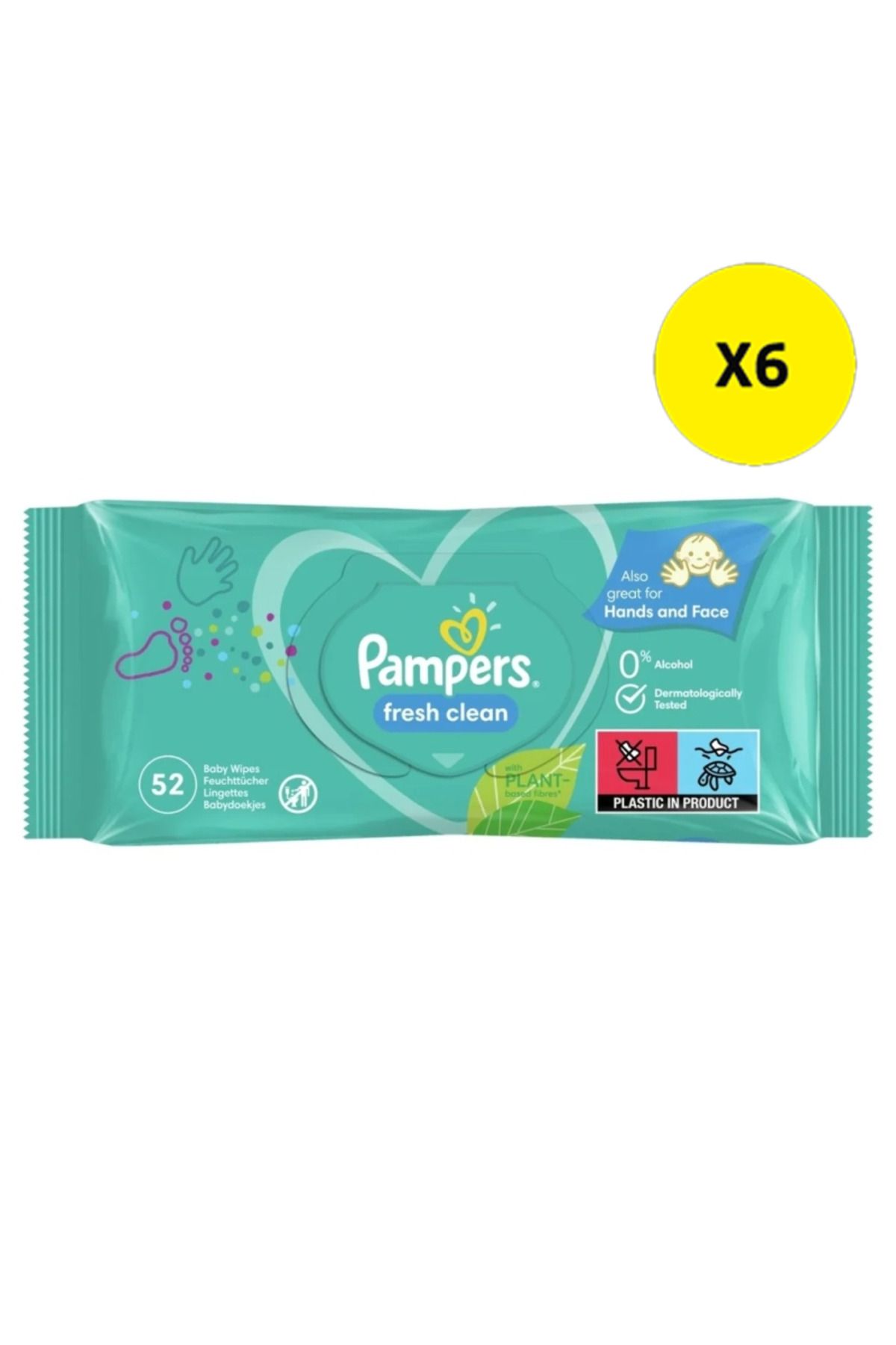 Pampers X6 Pampers Servetele Umede Baby Fresh Clean 52buc - One Size