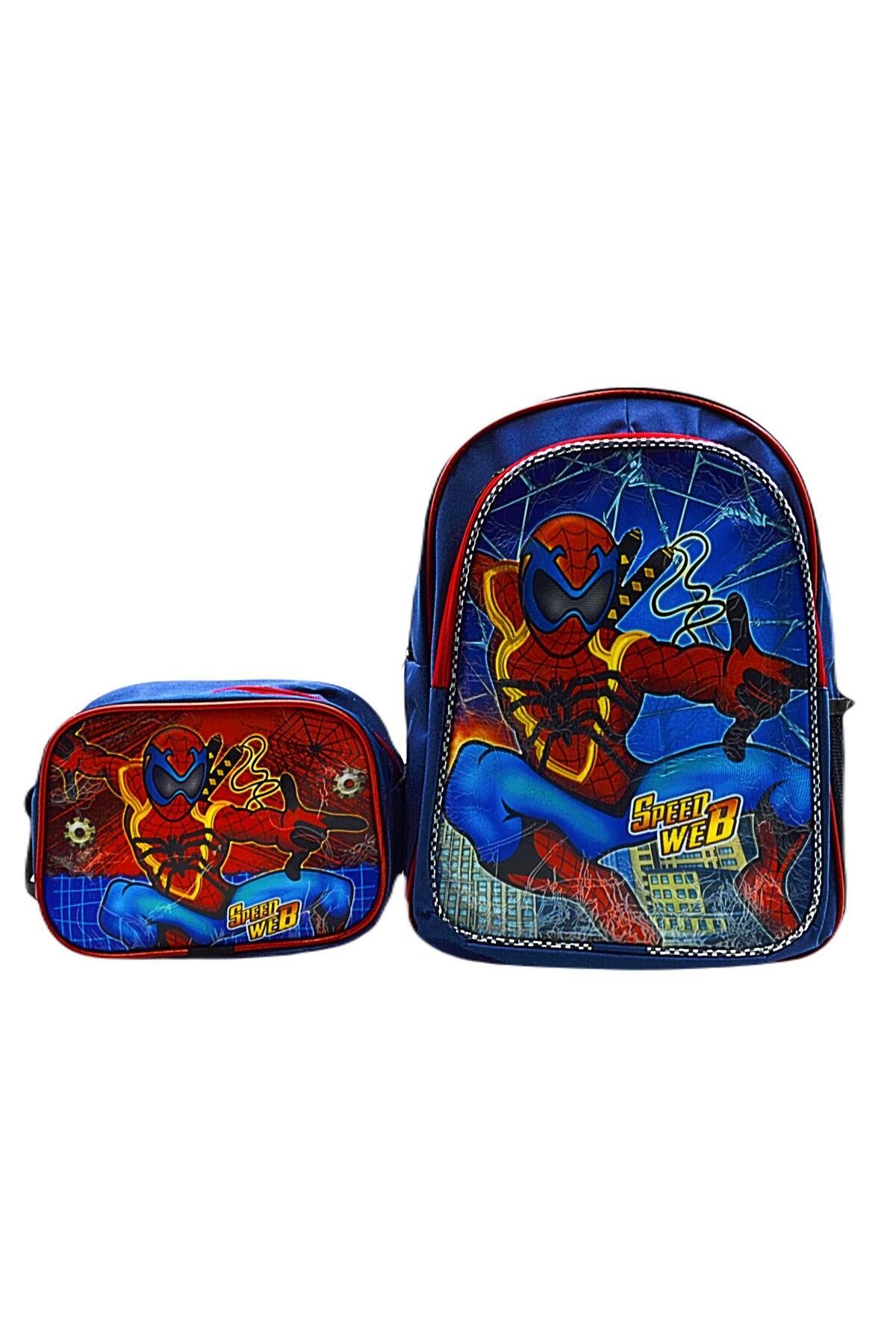 Gen-Of 2 Bölmeli Spider Man Okul Sırt Çantası Ve Beslenme Çantası Lacivert