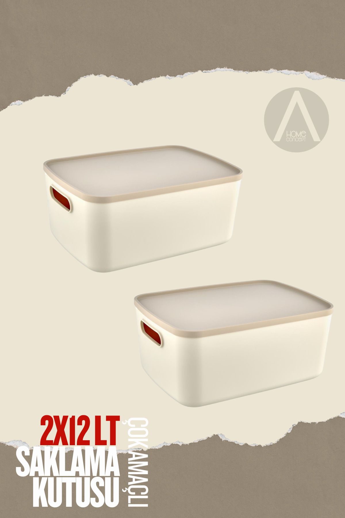 Ayshe Home Concept 2 Adet - 12 LT Çok Amaçlı Saklama Kutusu