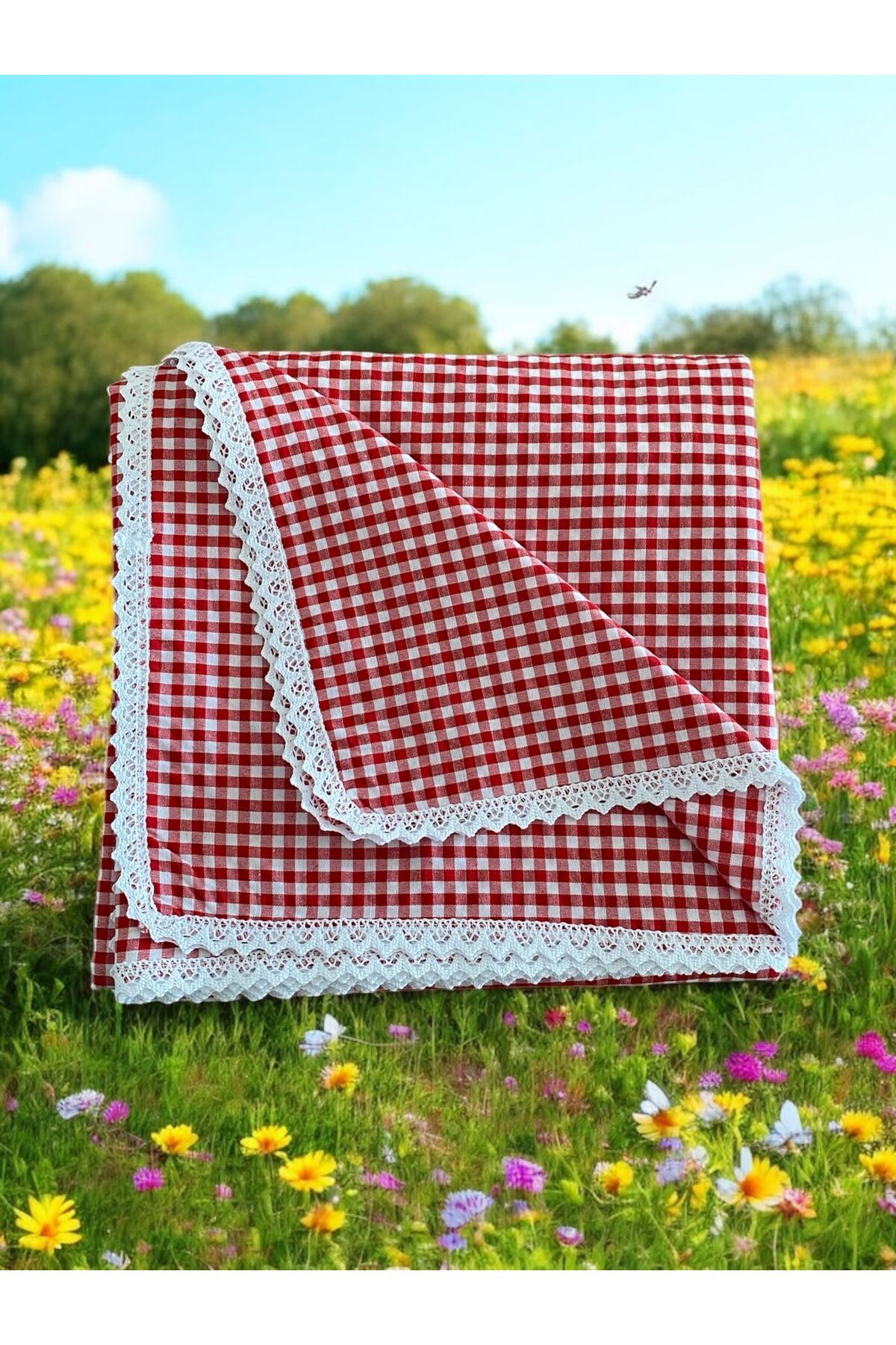 shop Kare Desenli Fistolu Masa Örtüsü Piknik Örtüsü Sofra Bezi