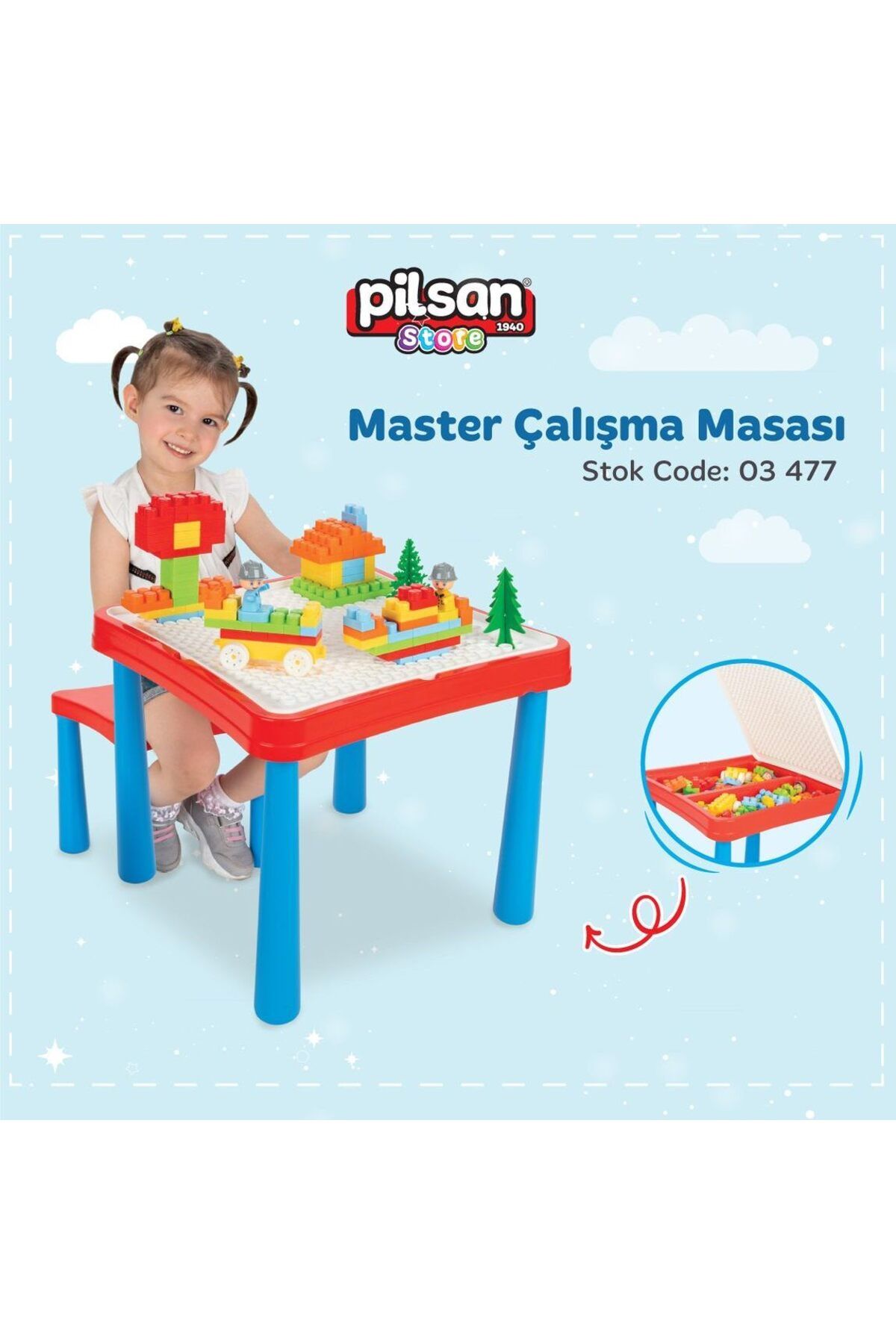 PİLSAN Pilsan Master Çalışma Masası 121 Parça Eğitici & Aktivite Masası Study Table