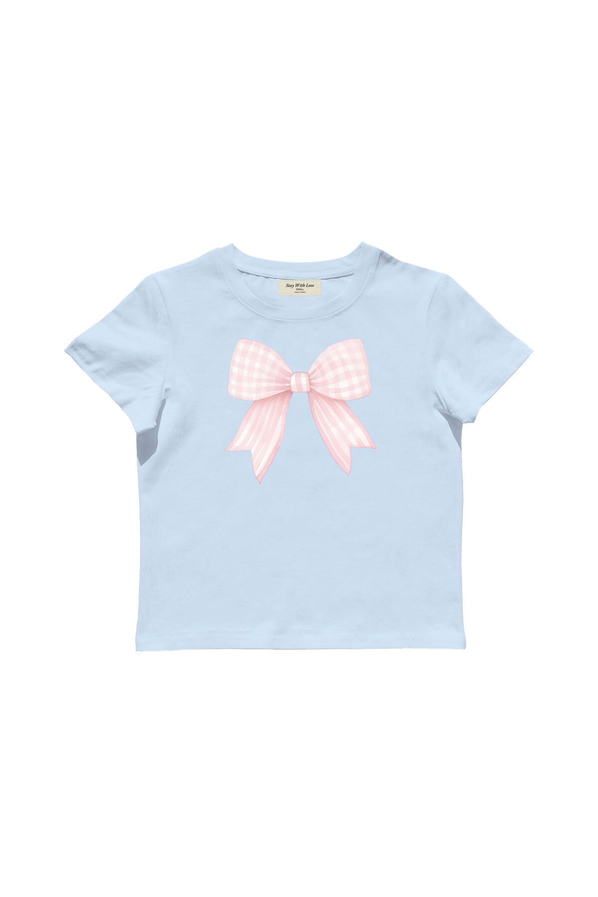 lethestudios Coquette Ribbon Baskılı Baby Tee Crop Top