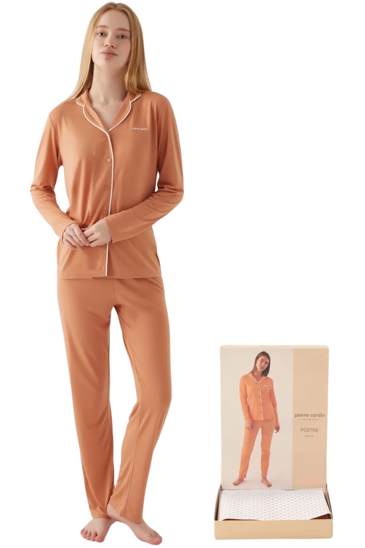 PureBase Kadın Düğmeli Uzun Kollu Pijama Takımı Rahat Viskon Kumaş, Şık ve Konforlu