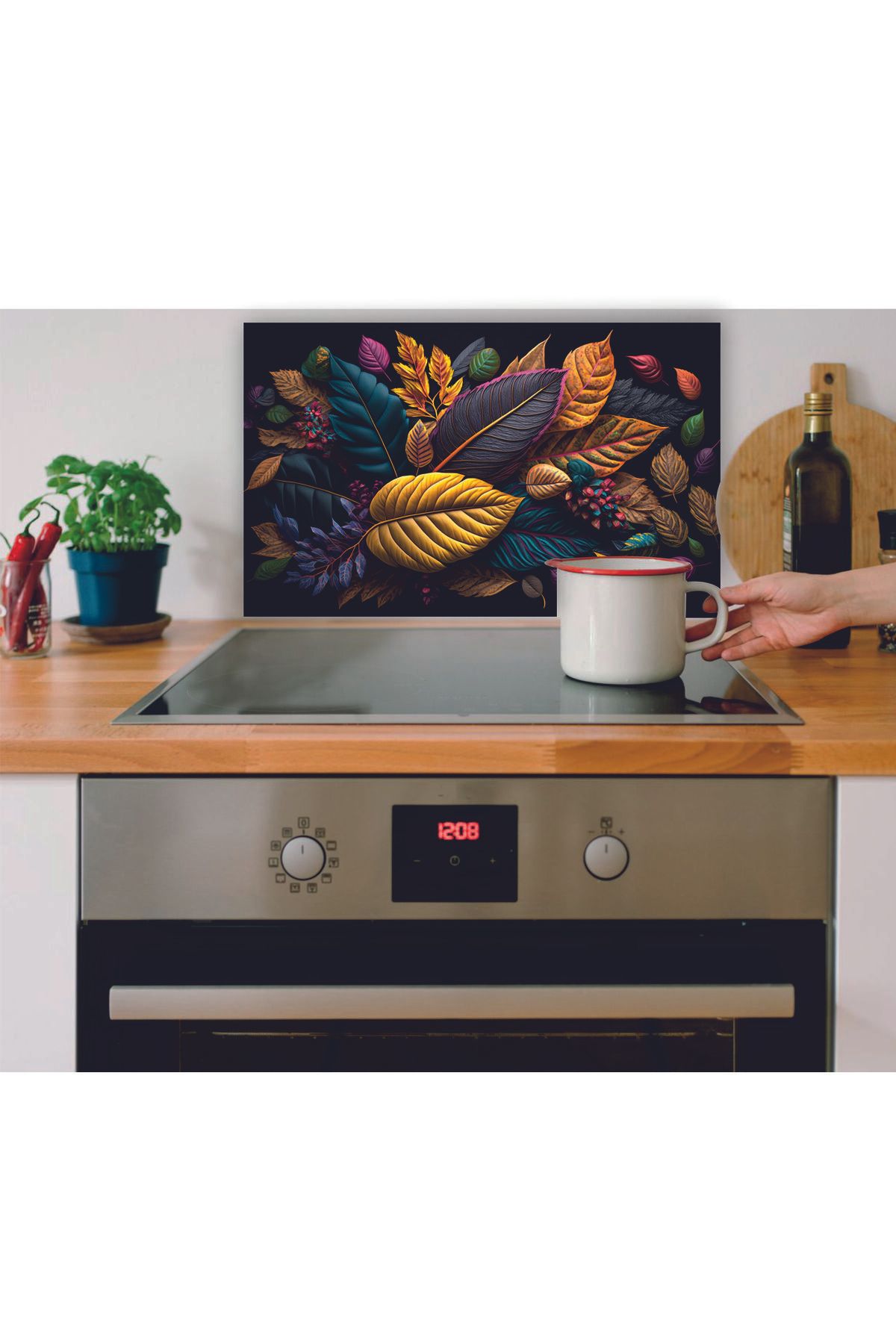 digivom 4mm.TEMPERLİ CAM UV BASKILI OCAK ARKASI KESME TAHTASI