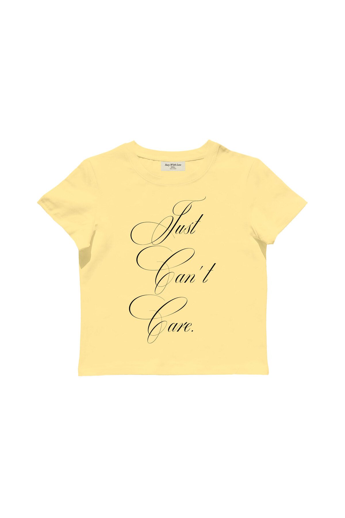 lethestudios Can't Care Baskılı Baby Tee Crop Top