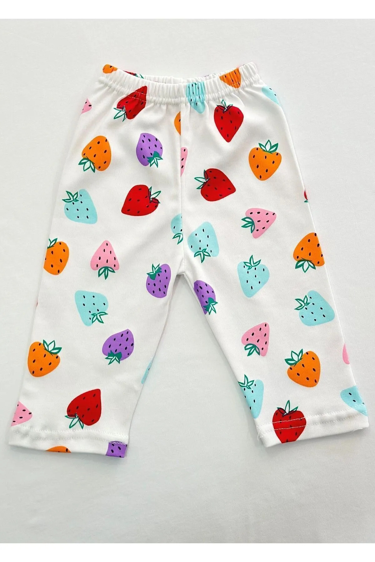 Drop Kids Bebek Pijama Takımı Renkli Çilek Desen %100 Pamuk Yenidoğan Çocuk Pijama fotoğrafı 5 (önizleme)