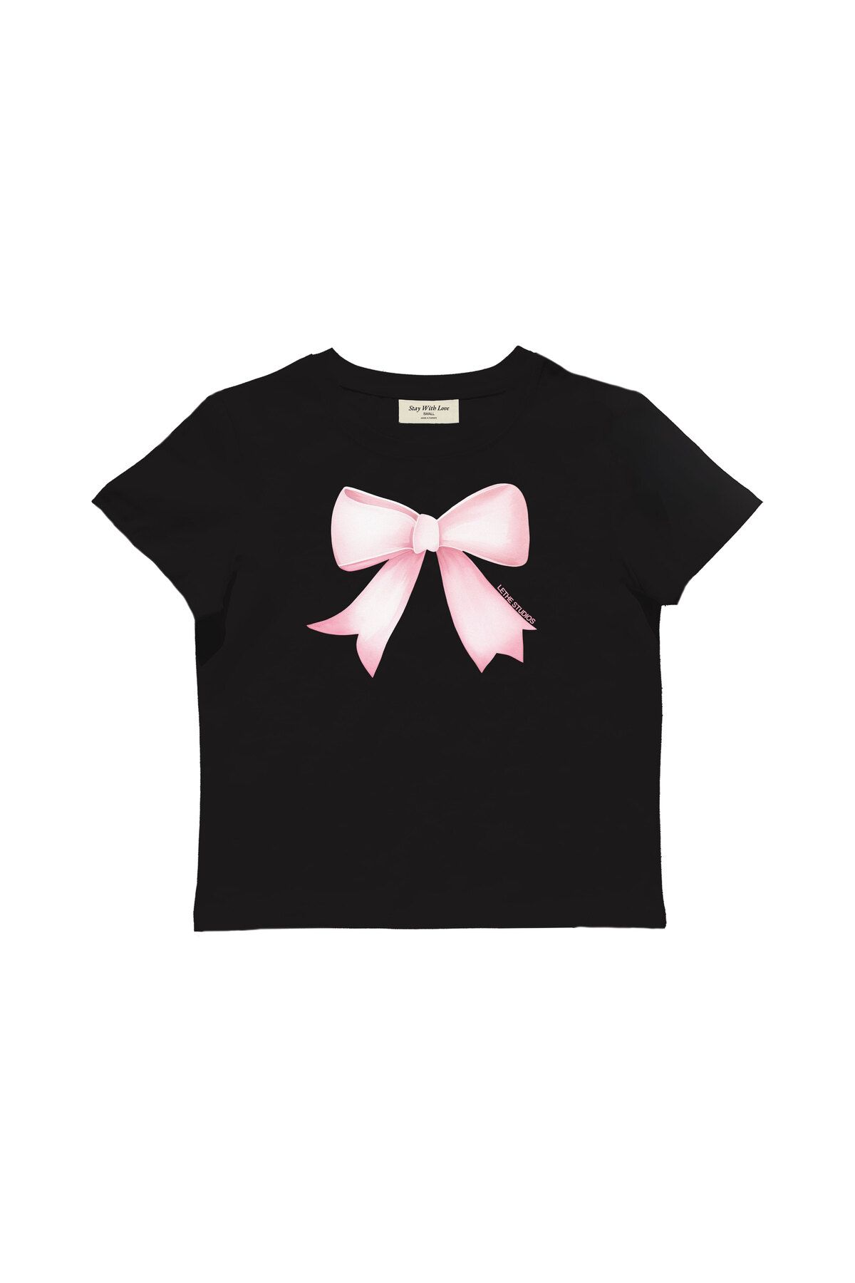 lethestudios Kurdele Baskılı Baby Tee Crop Top
