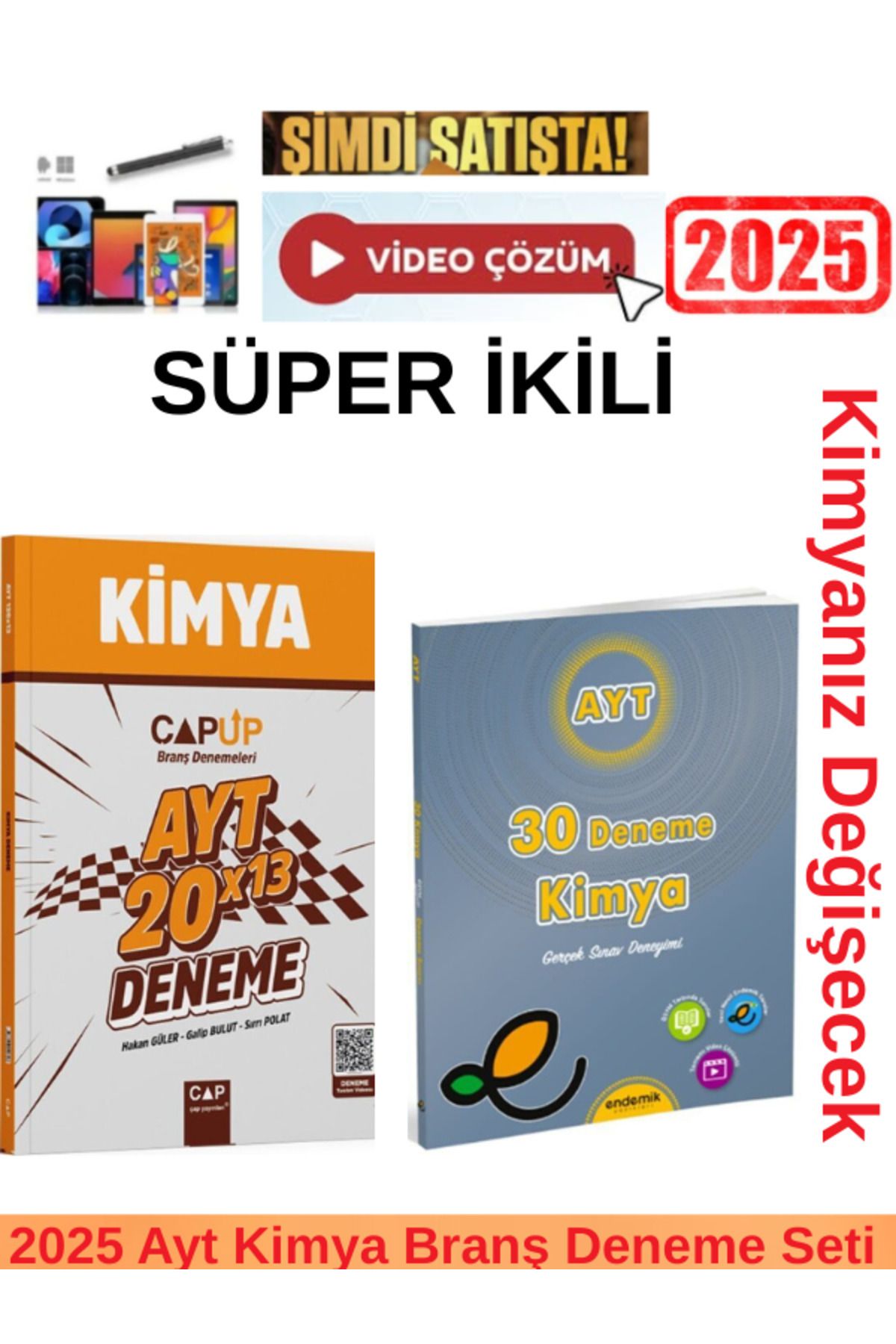Ens Yayıncılık Çap Ayt Kimya 20x13 Branş Deneme +Endemik Ayt Kimya 30 Branş Deneme Seti+Kalem