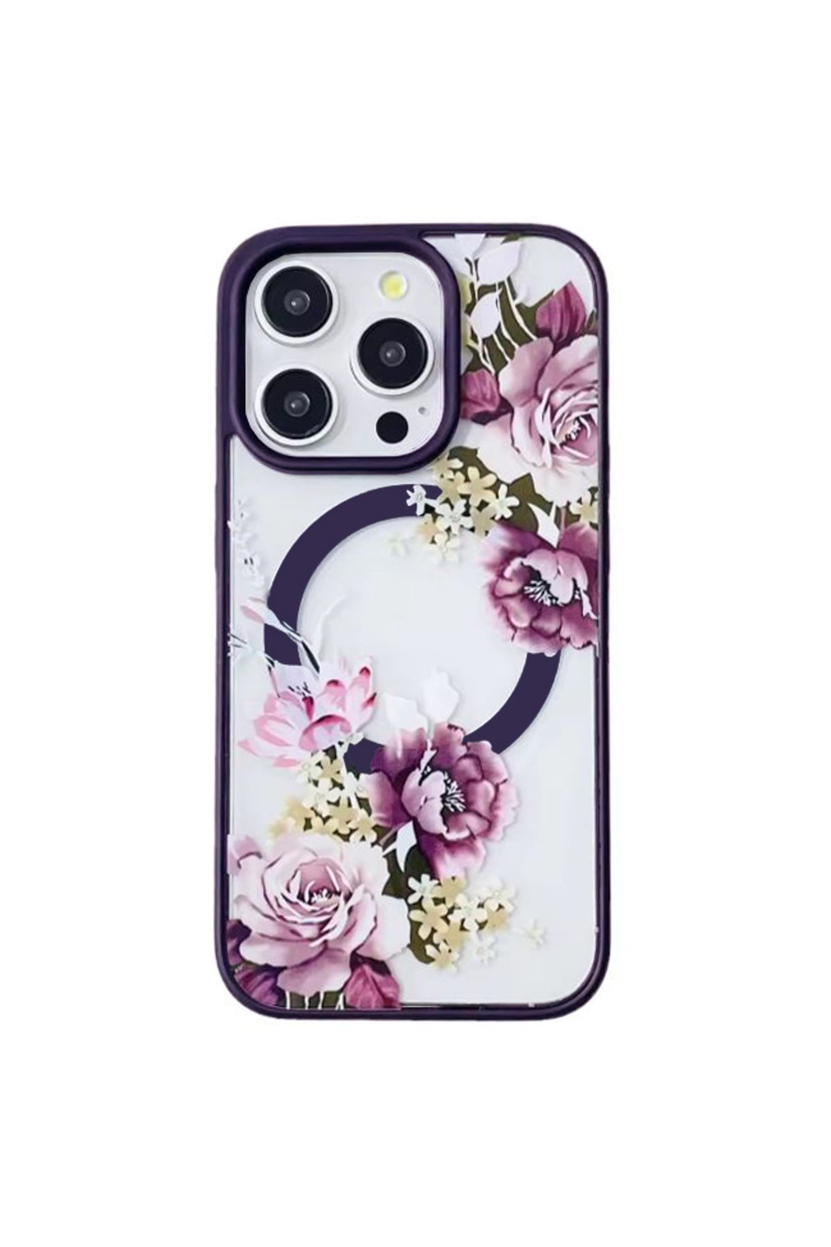 REDz Accessories Carcasă Magsafe Roses Pentru Iphone 14 Pro, Rezistentă La Șocuri, Model Floral, Violet - One Size