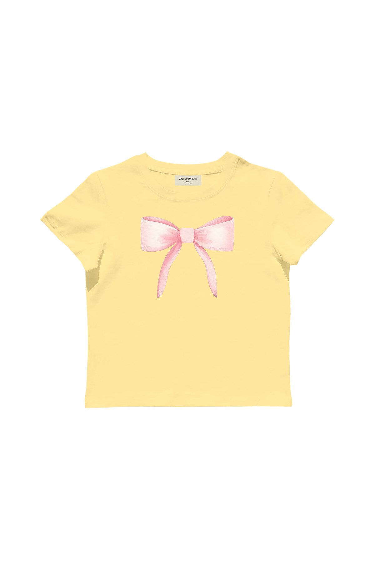 lethestudios Coquette Kurdele Baskılı Baby Tee Crop Top