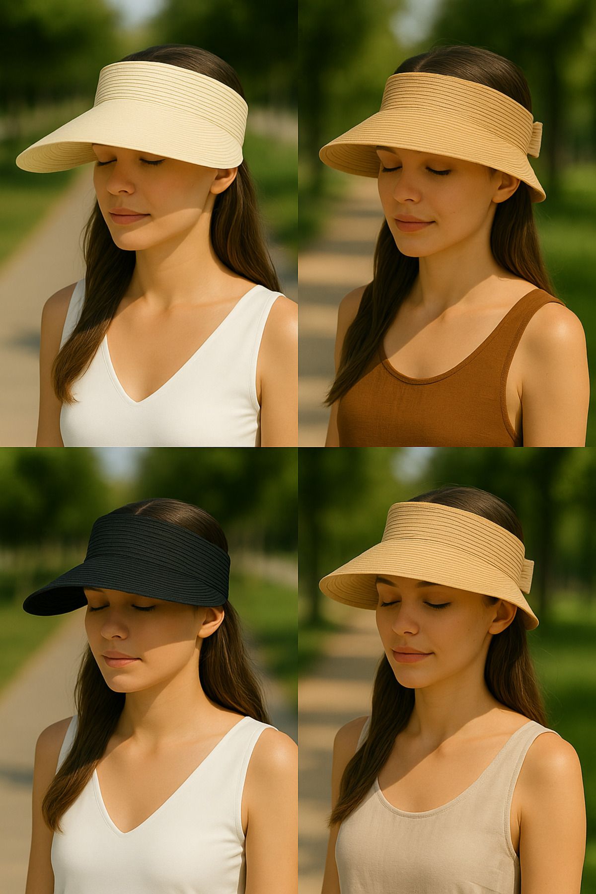 LAGRANZE-Women S Wide Brim Straw Visor Sun Hat - Adjustable Summer Brim Beach Hat 3