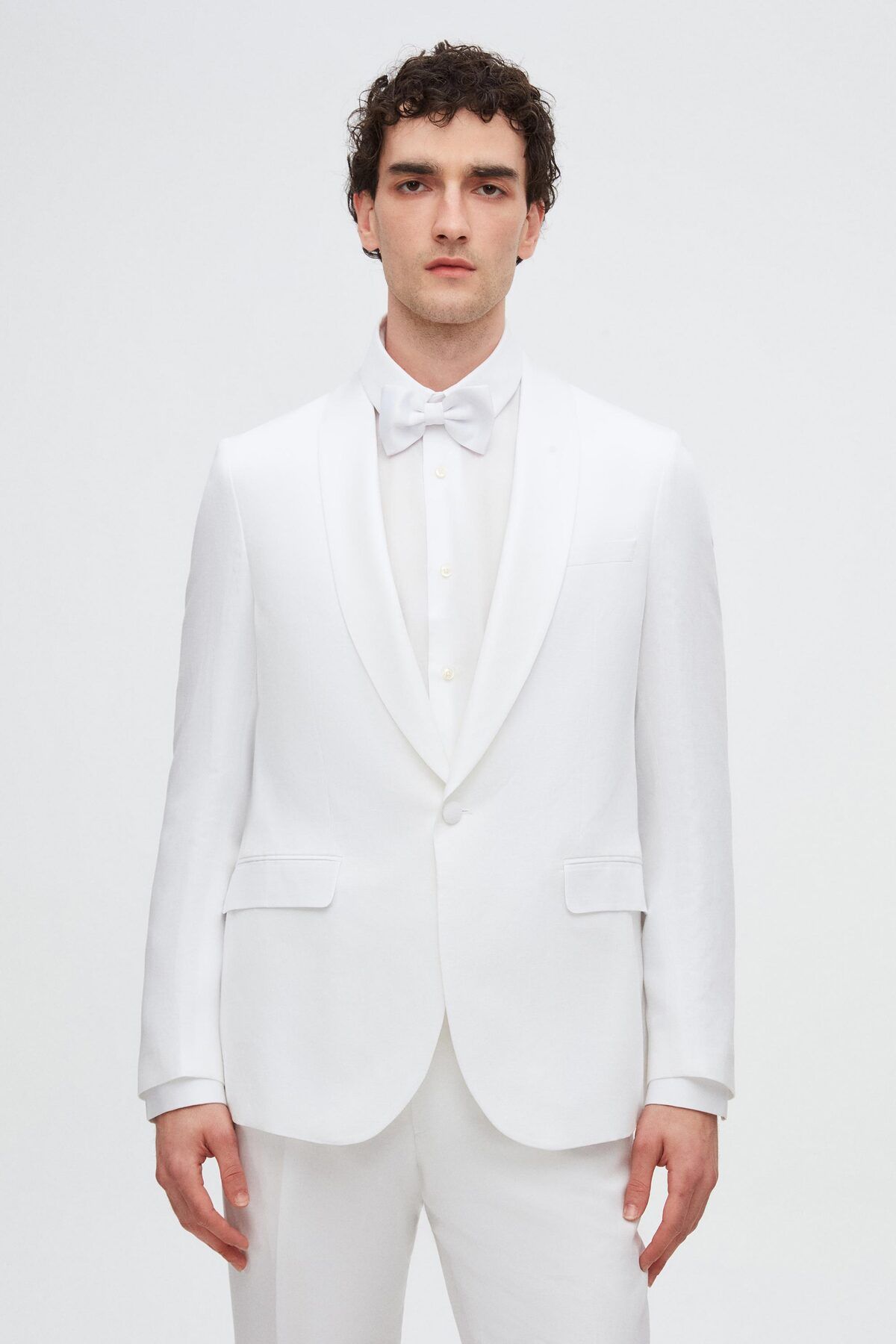 Twn Slim Fit Beyaz Düz Smokin Takim Elbise