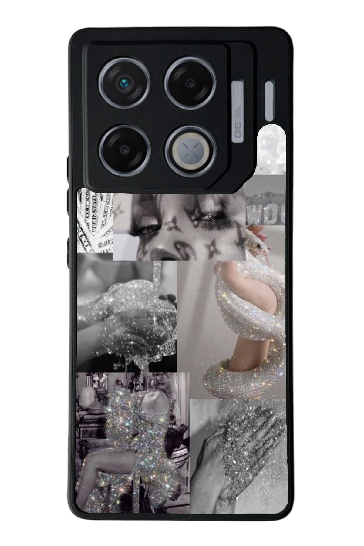 Spoyi İnfinix GT 20 Pro Silver Sticker Tasarımlı Glossy Telefon Kılıfı