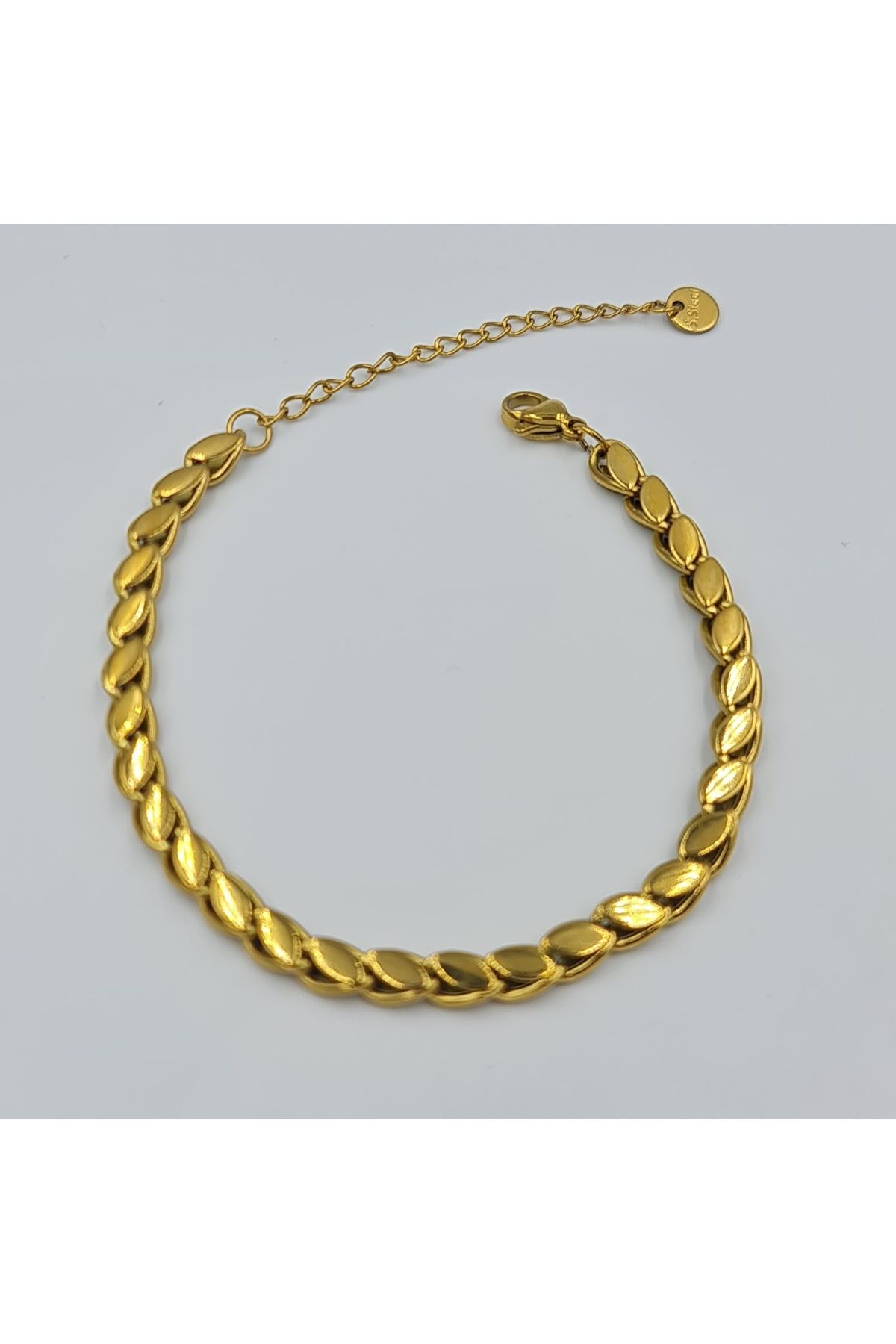 SE Jewellery Collection Selin Ersoy Gold Renk Çelik Arpa Zincir Model Kadın Bileklik - Kararmaz, Suya Dayanıklı