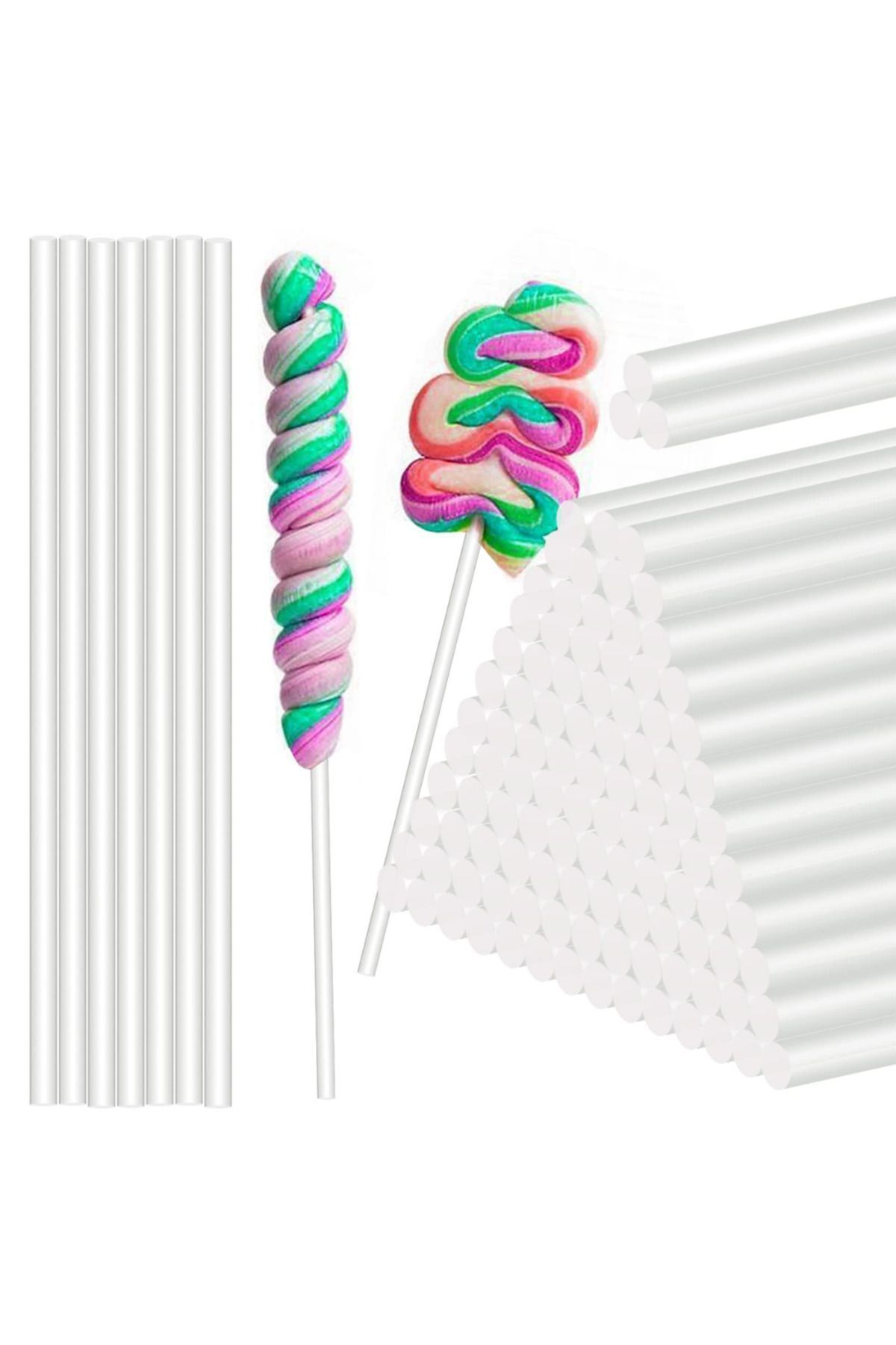 GeldHaus GH- Uzun Lolipop Çubuğu 100 Adet 30 cm Pamuk Şeker Çubuğu Elma Şekeri Cake Pops Pop Kek Çubuğu