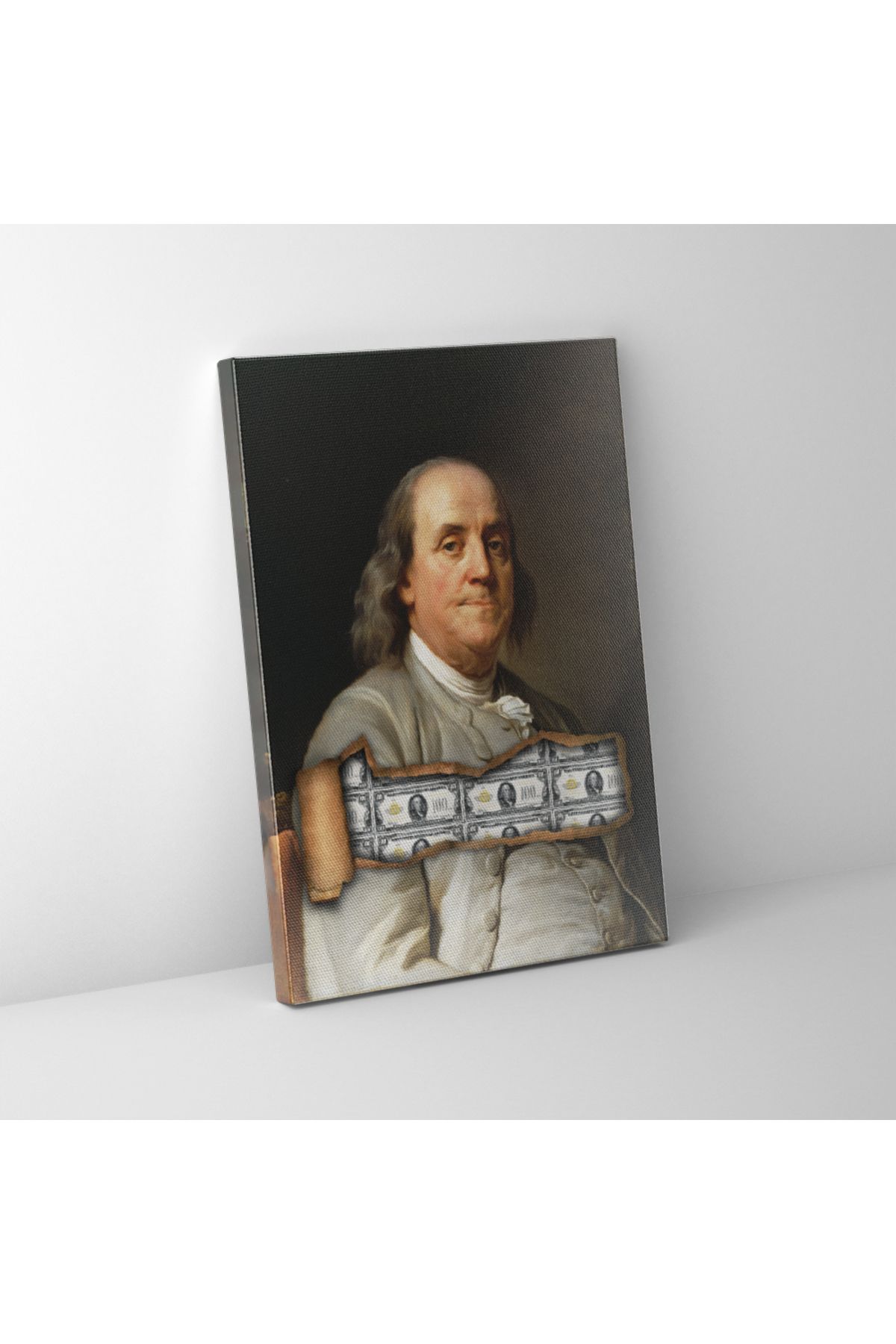 Saluga Benjamin Franklin Portresi Kanvas Tablo - Para Detaylı – Modern Duvar Dekoru