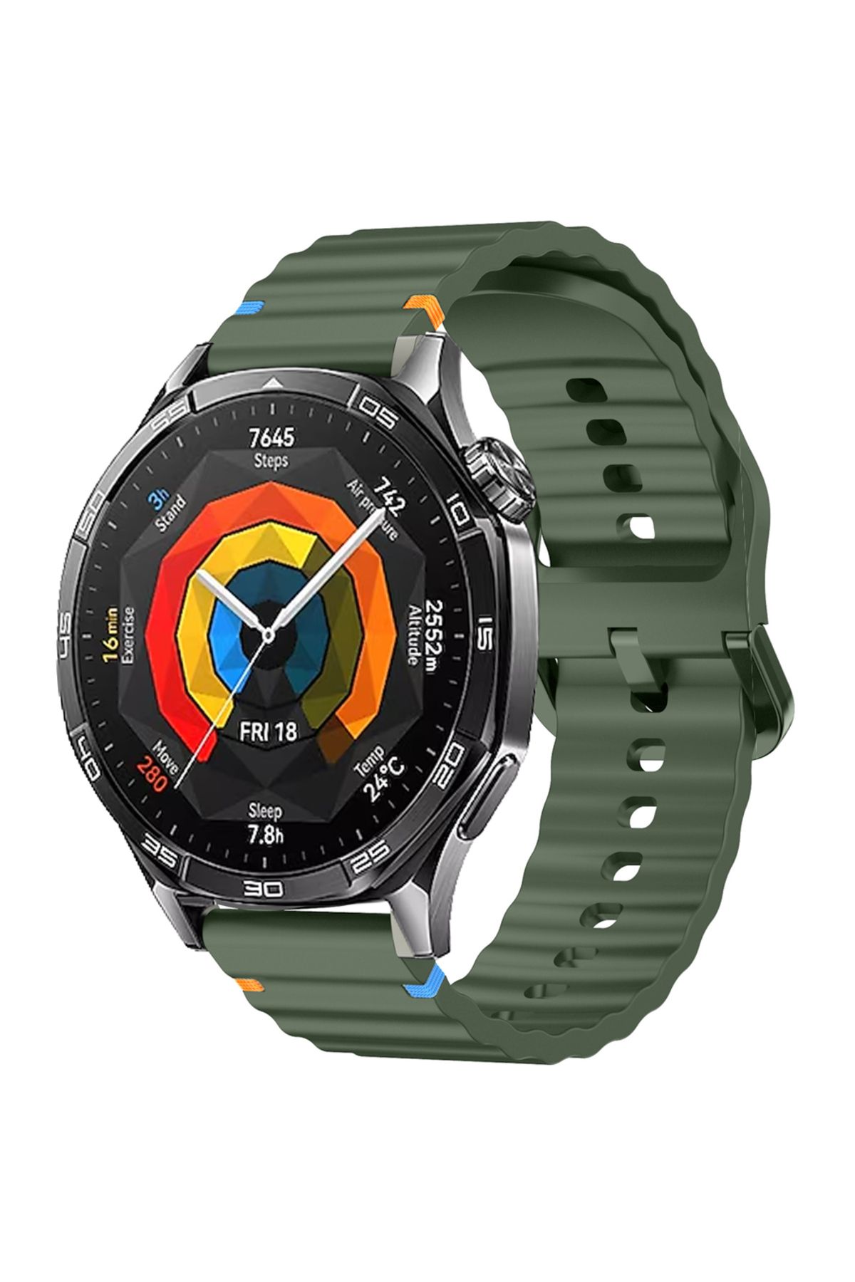 Sneezy Huawei Watch GT2 46 GT2 Pro 46 İle Uyumlu Dalga Desenli Tokalı Yumusaş Soft Silikon Kordon