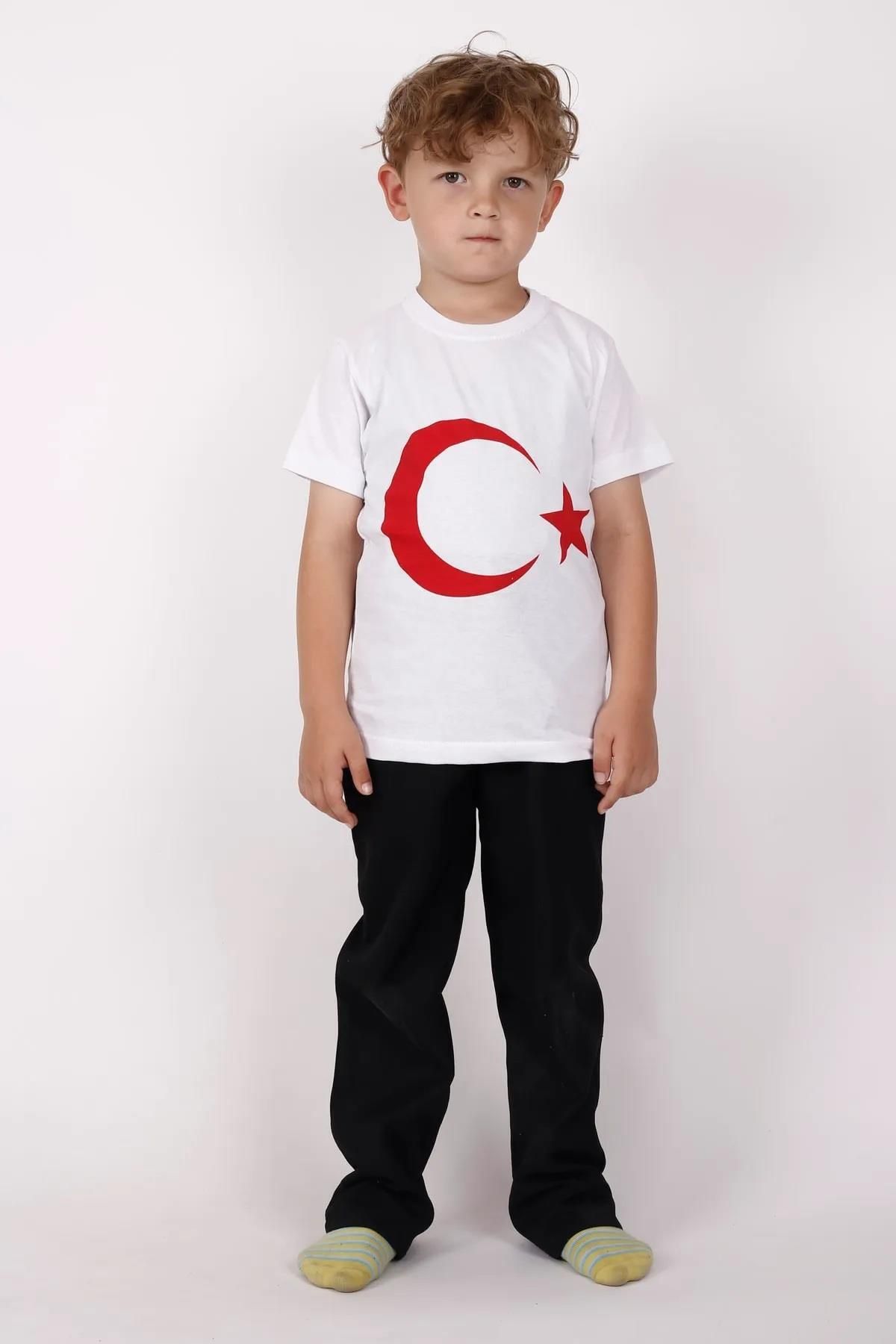 Naz Bebek-Dode Flora Kids Moon Star Crescent Printed T-Shirt 4