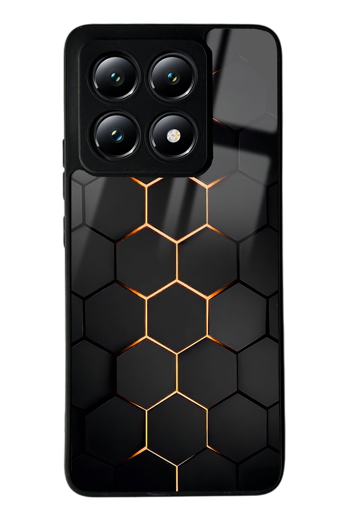Spoyi Xiaomi Mi 14T Yellow Carbon Tasarımlı Glossy Telefon Kılıfı