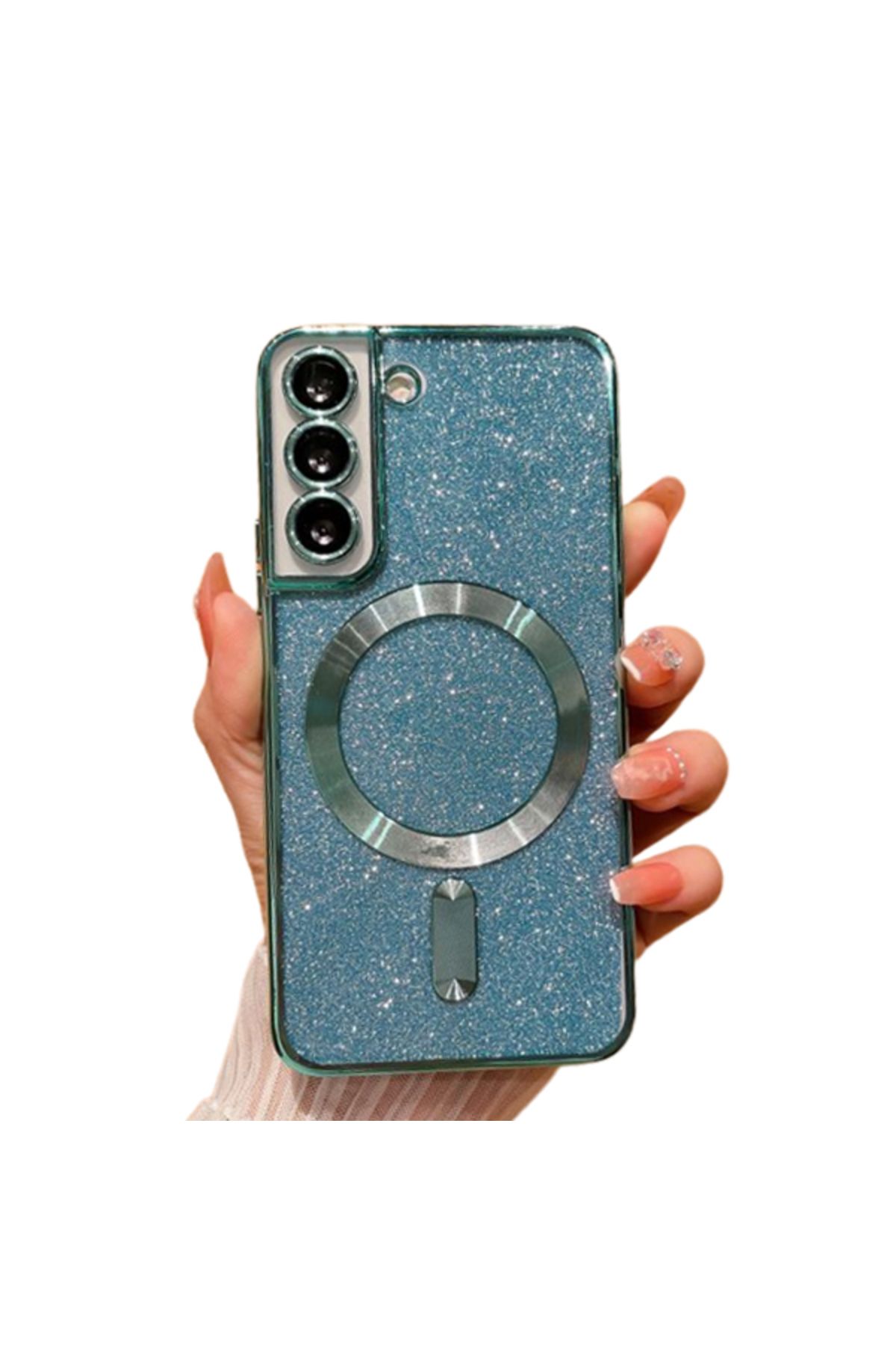 REDz Accessories Carcasă Cu Sclipici, Magsafe Cu Protecție Glitter, Compatibilă Cu Samsung S23, Protecție Completă, Verde Mentă - One Size