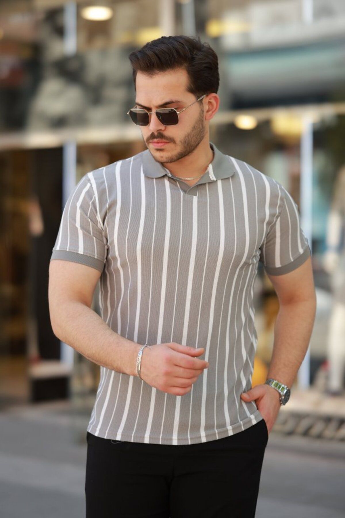 Modayakamoz Erkek Yakalı Örme Kumaş Kısa Kollu T-Shirt