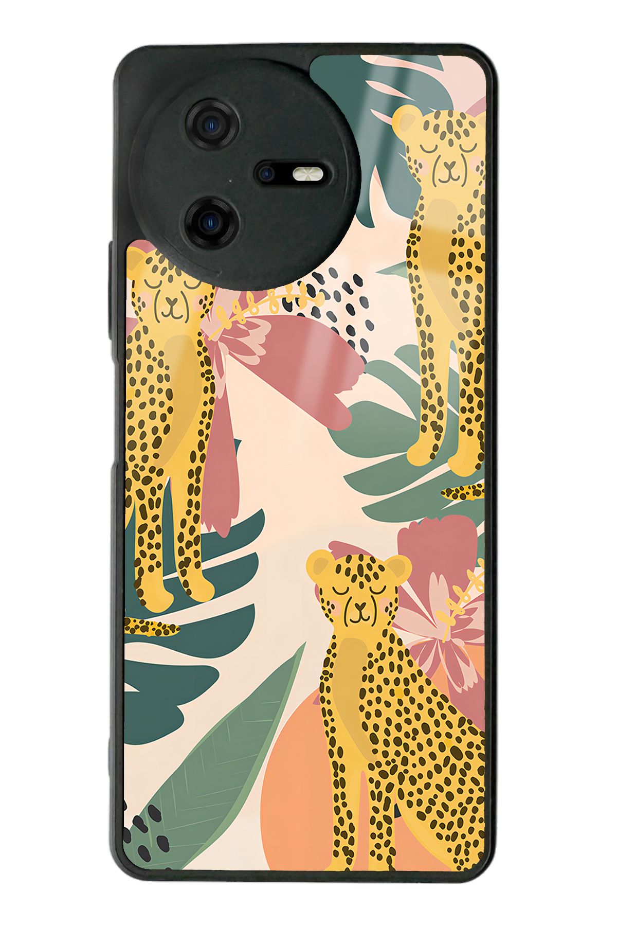 Spoyi Casper Via A40 Çiçekli Leopar Tasarımlı Glossy Telefon Kılıfı