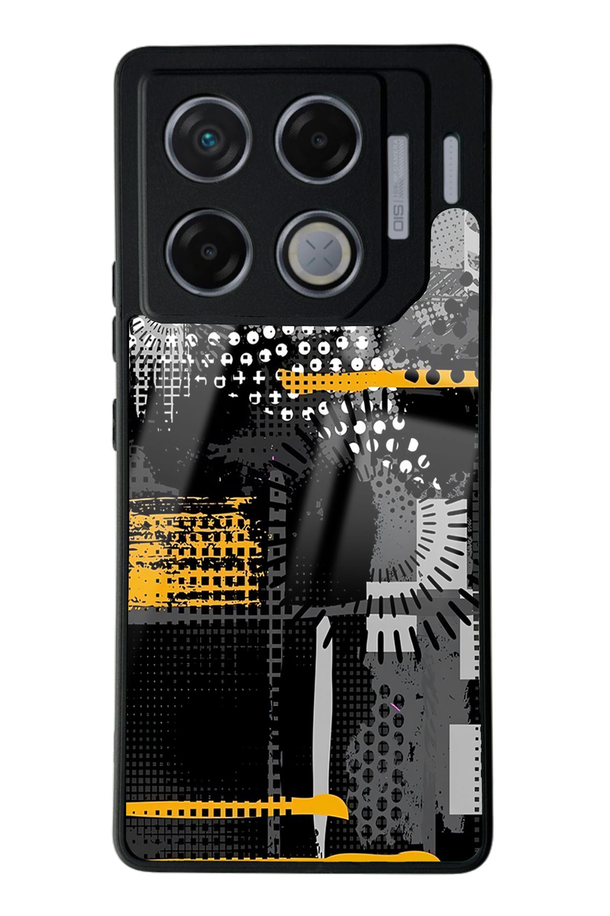 Spoyi İnfinix GT 20 Pro Yellow and Black Tasarımlı Glossy Telefon Kılıfı