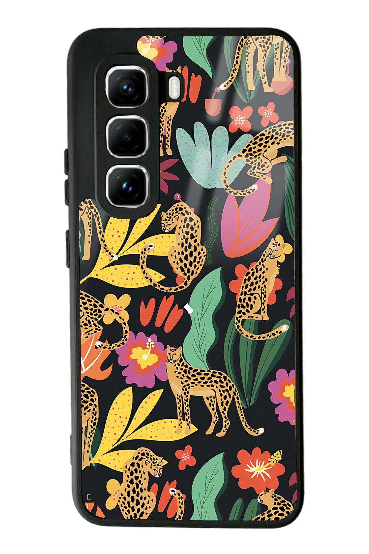 Spoyi İnfinix Hot 50 Pro Çiçekli Kediler Tasarımlı Glossy Telefon Kılıfı